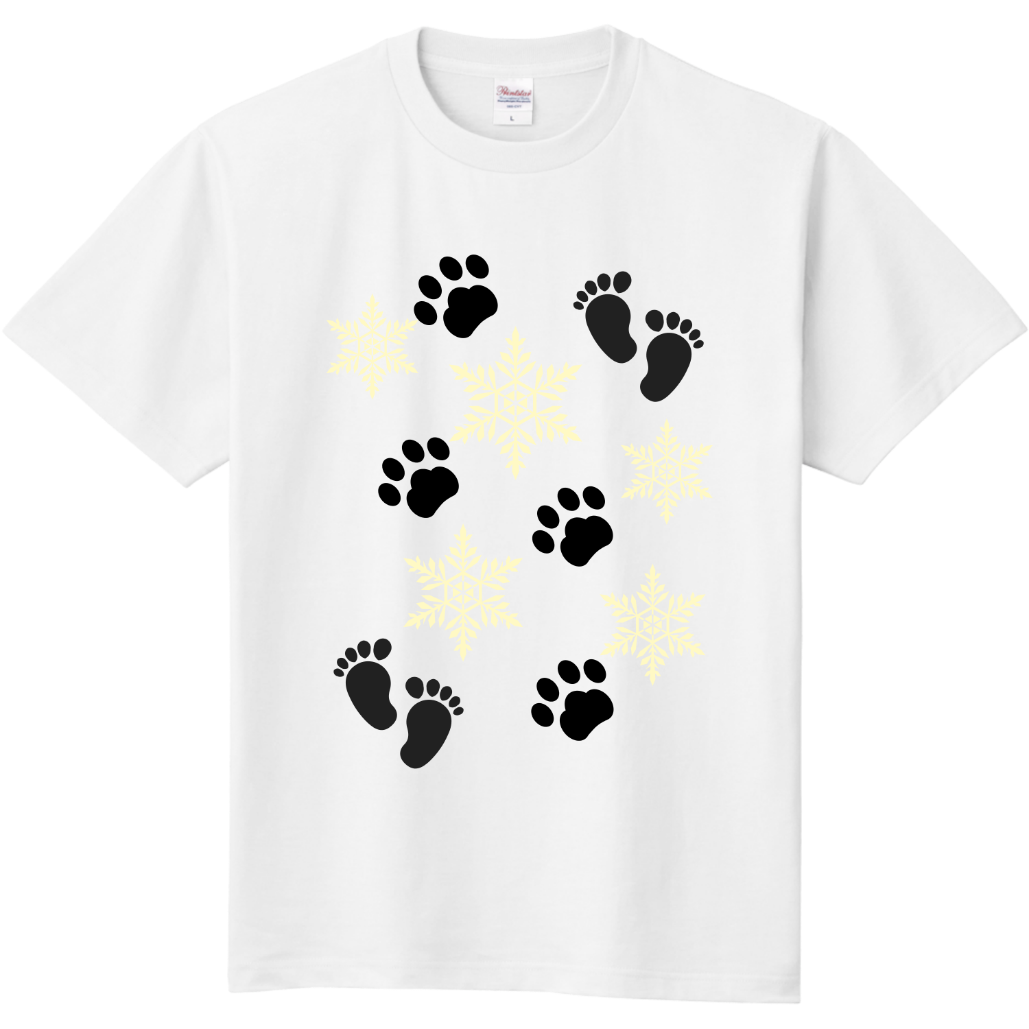 雪の上の足跡 定番Ｔシャツ