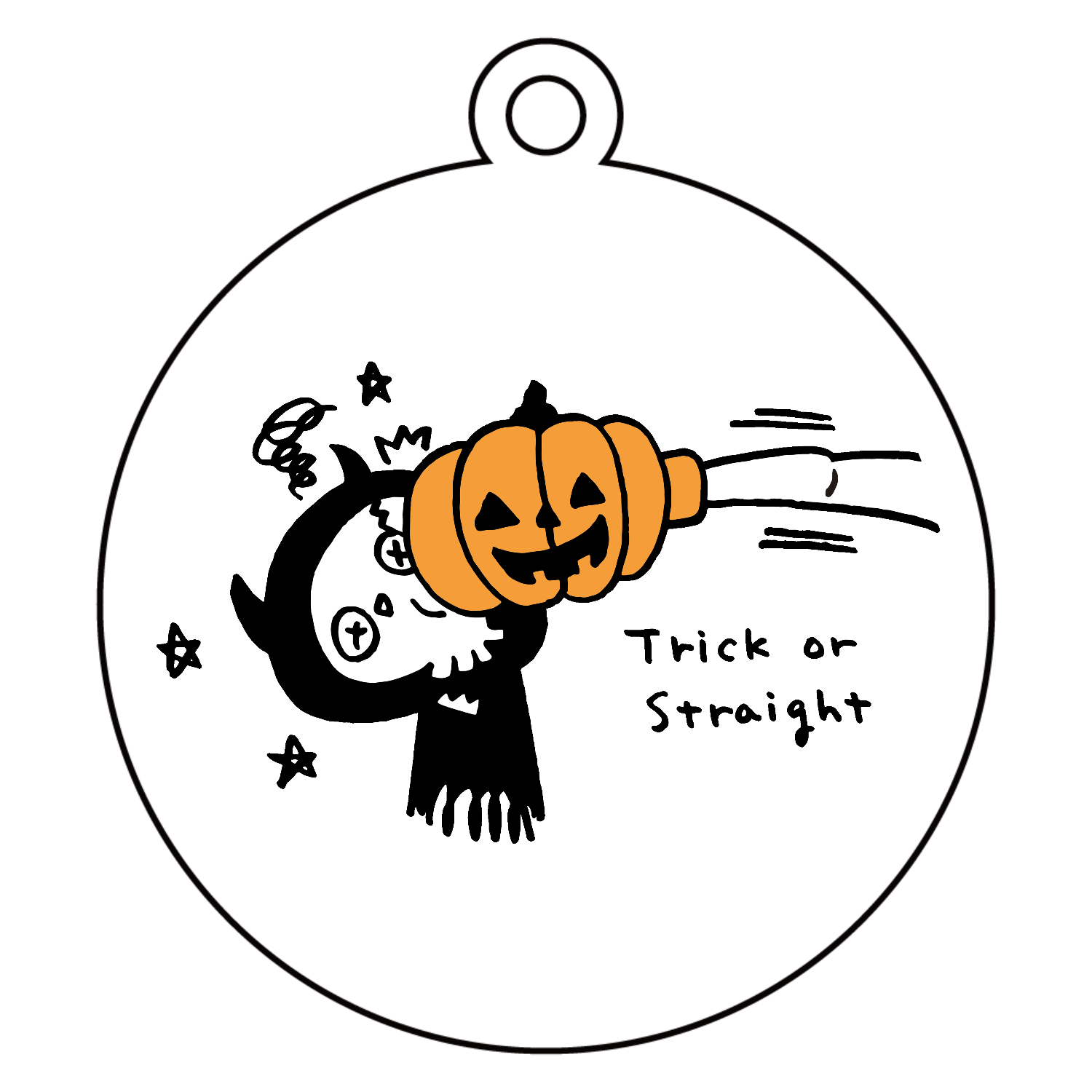 トリック or ストレート アクリルキーホルダー　丸型 (6cm)