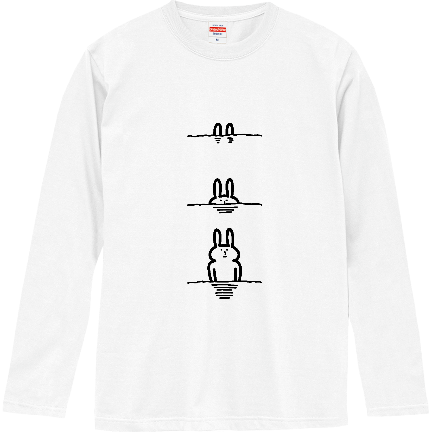 水平線にウサギ ロングスリーブTシャツ