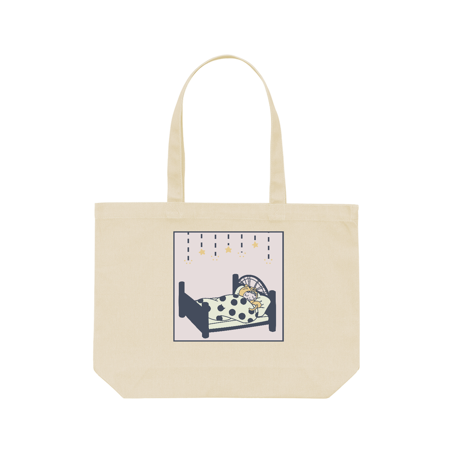 猫と一緒におやすみなさい レギュラーキャンバストートバッグ(W)(フルカラー転写プリント)