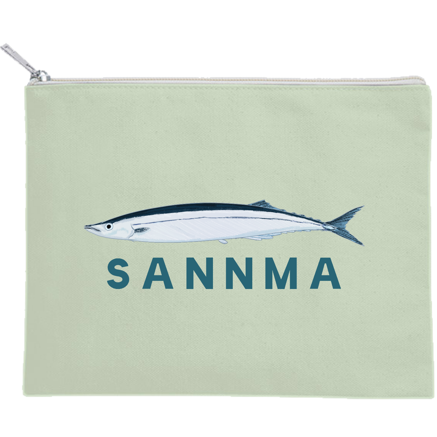 ザ・サンマ キャンバスフラットポーチ（M）【白プリント有】