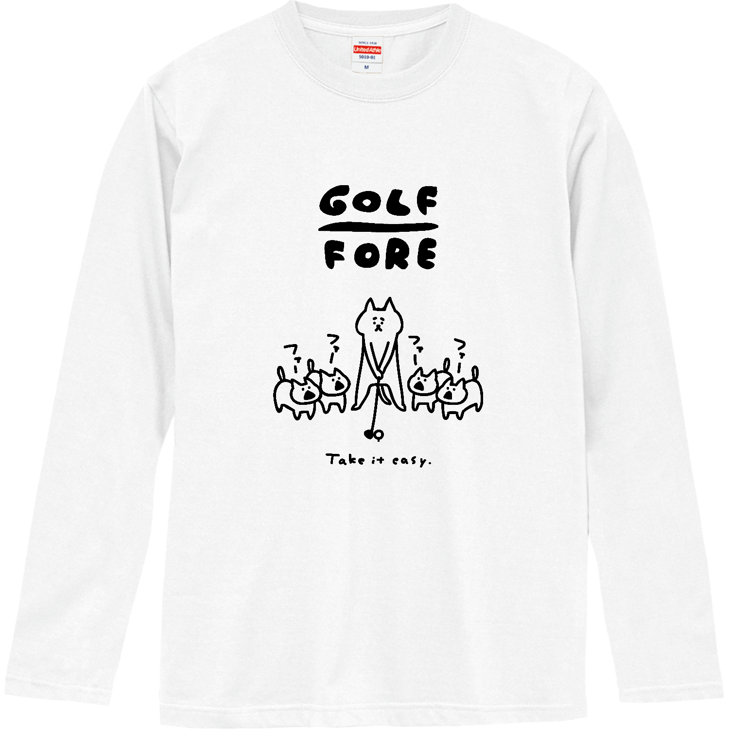 ゴルフ　ネコが騒がしい ロングスリーブTシャツ