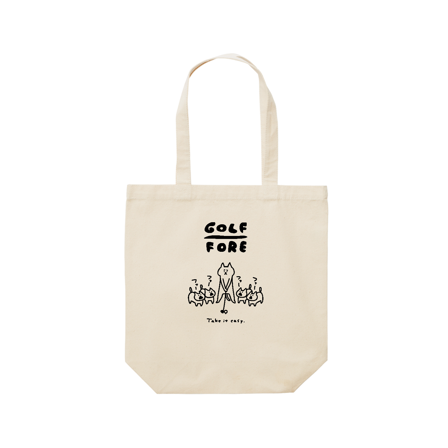 ゴルフ　ネコが騒がしい レギュラーキャンバストートバッグ(M) (フルカラー転写プリント)