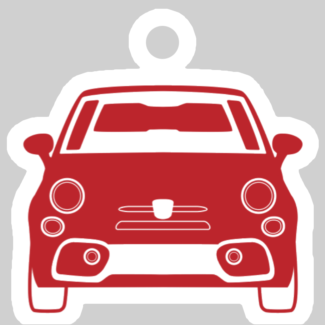 イタリア車風ダイカット型中赤キーホルダー(正面)Part2 ダイカットアクリルキーホルダー(4×4cm)