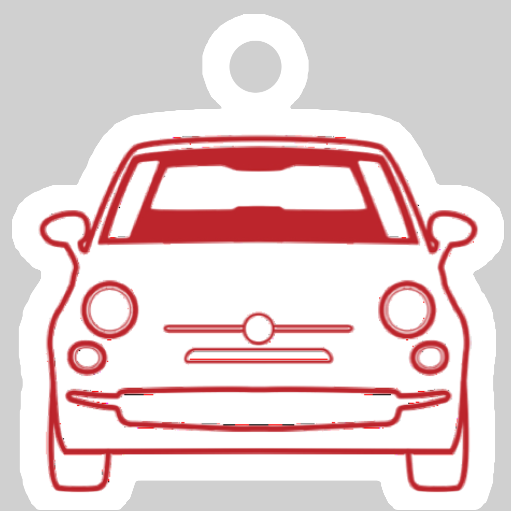 イタリア車風ダイカット型赤キーホルダー(正面)Part1 ダイカットアクリルキーホルダー(4×4cm)