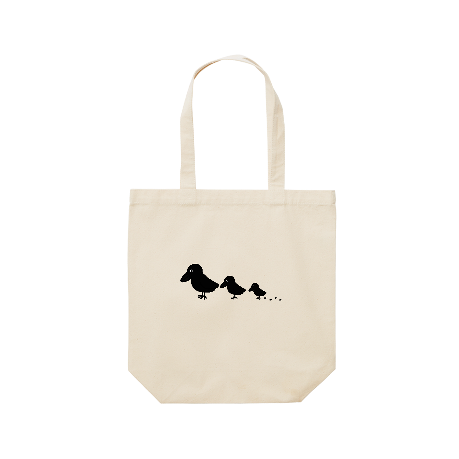 カラスの親子ちゃん レギュラーキャンバストートバッグ(M) (フルカラー転写プリント)