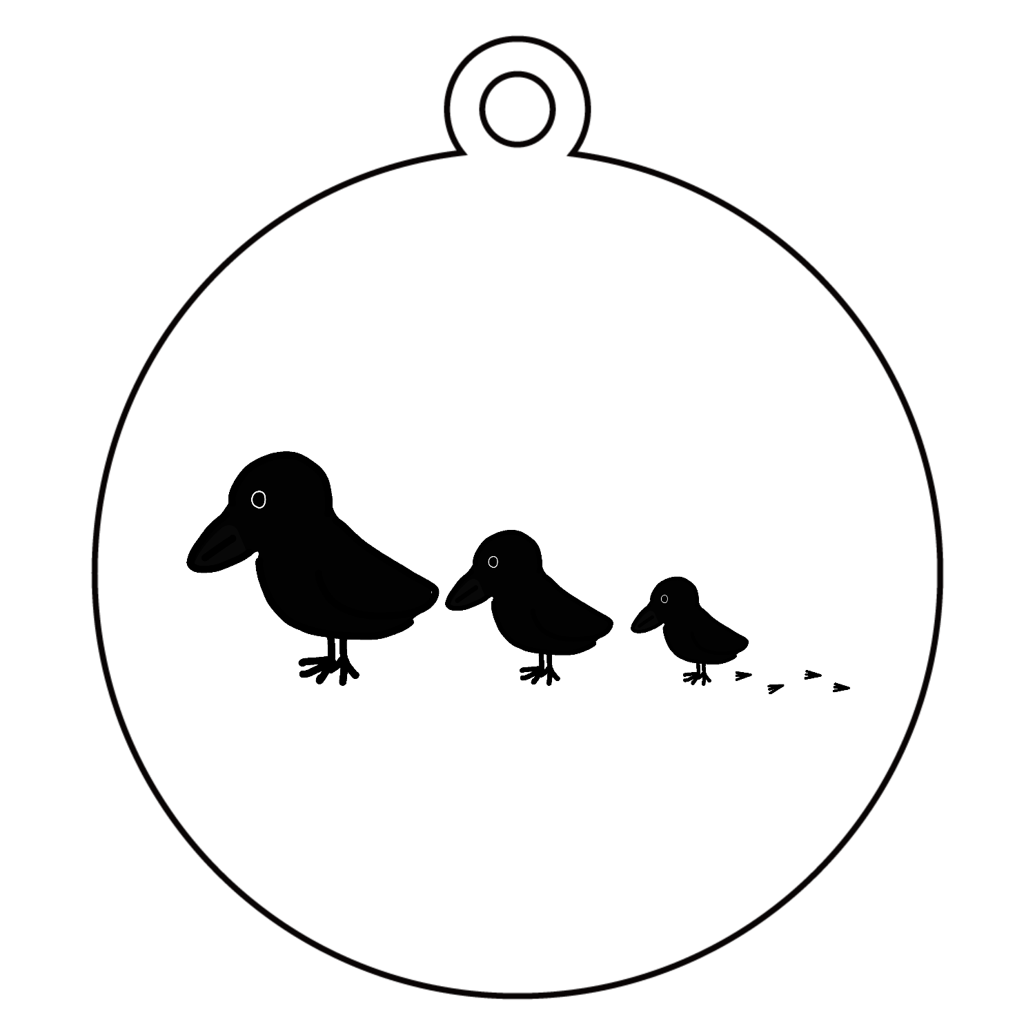 カラスの親子ちゃん アクリルキーホルダー　丸型 (6cm)