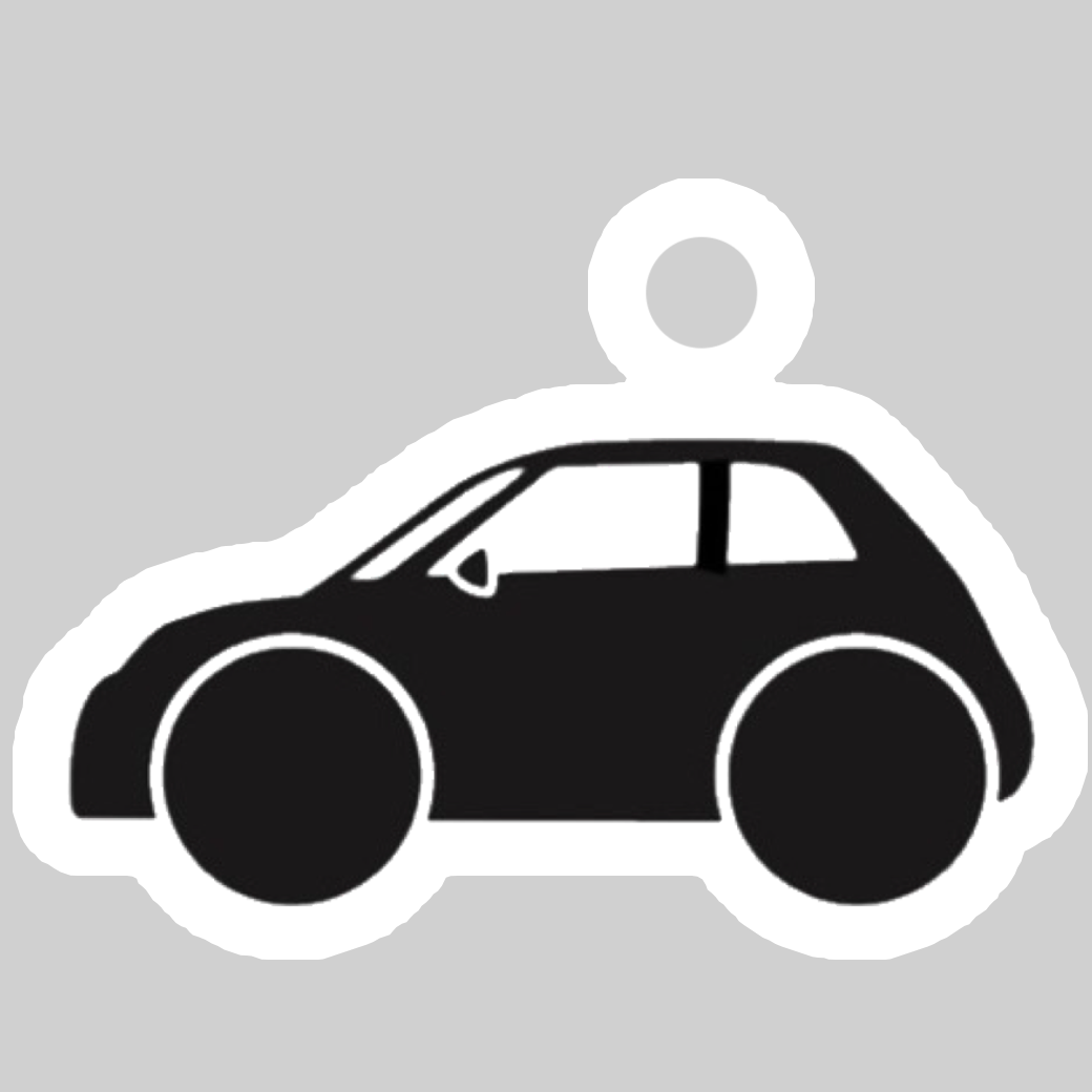 イタリア車風ダイカット型黒キーホルダー(横) ダイカットアクリルキーホルダー(4×4cm)