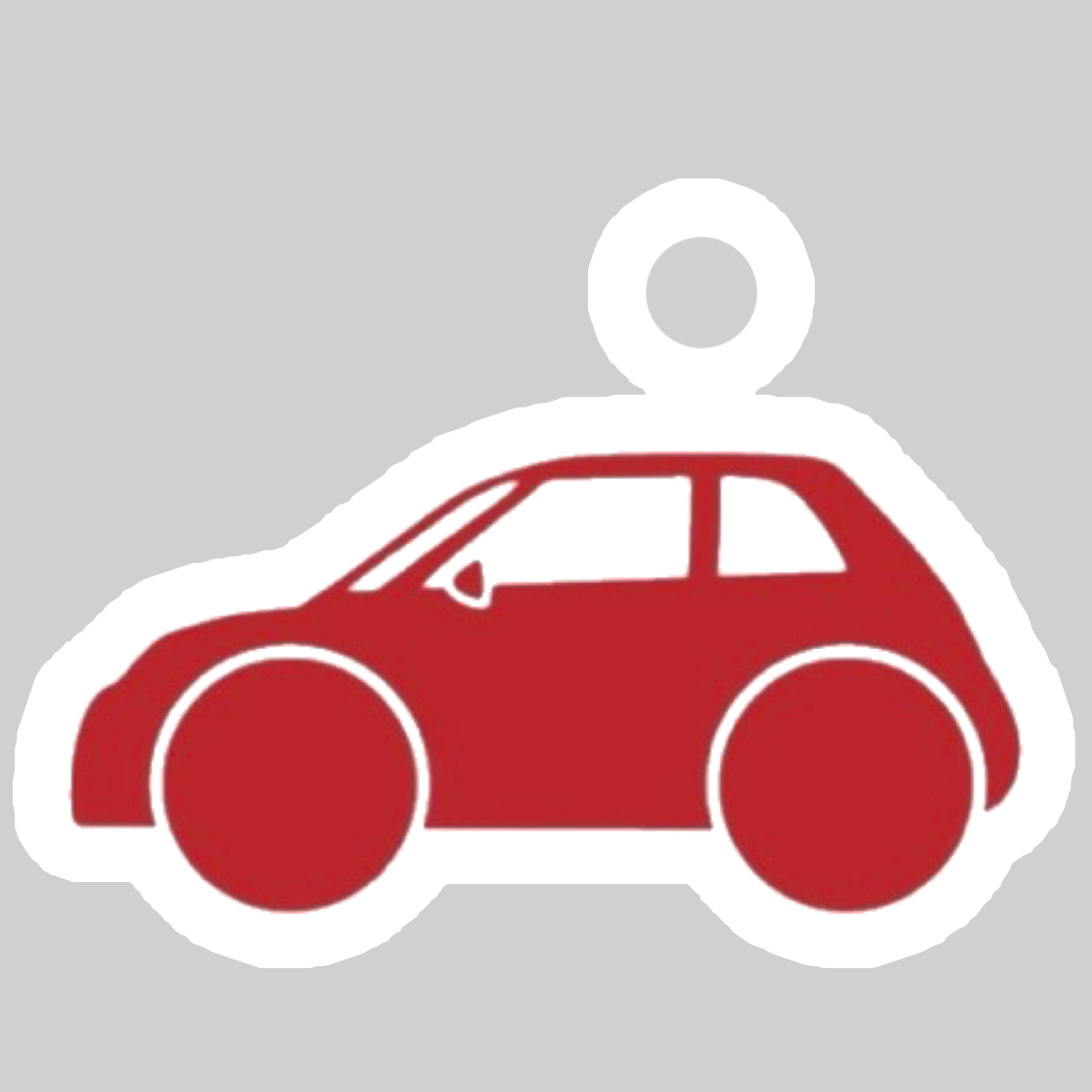 イタリア車風ダイカット型赤キーホルダー(横) ダイカットアクリルキーホルダー(4×4cm)