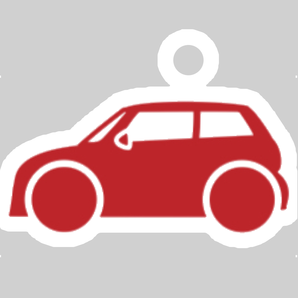 ミニクーパー風ダイカット型キーホルダー赤(横) ダイカットアクリルキーホルダー(4×4cm)