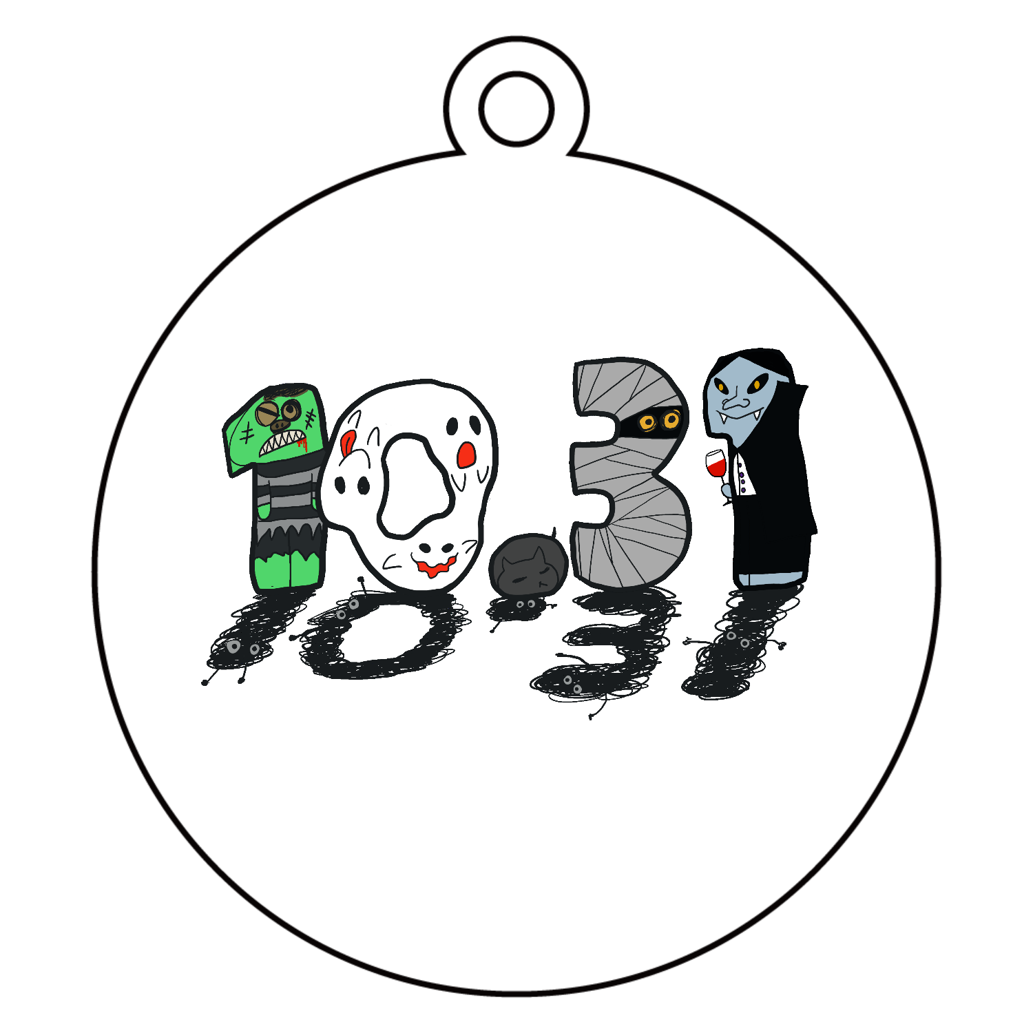 ハロウィン　ゾンビ　ミイラ　お化け　バンパイヤ アクリルキーホルダー　丸型 (6cm)