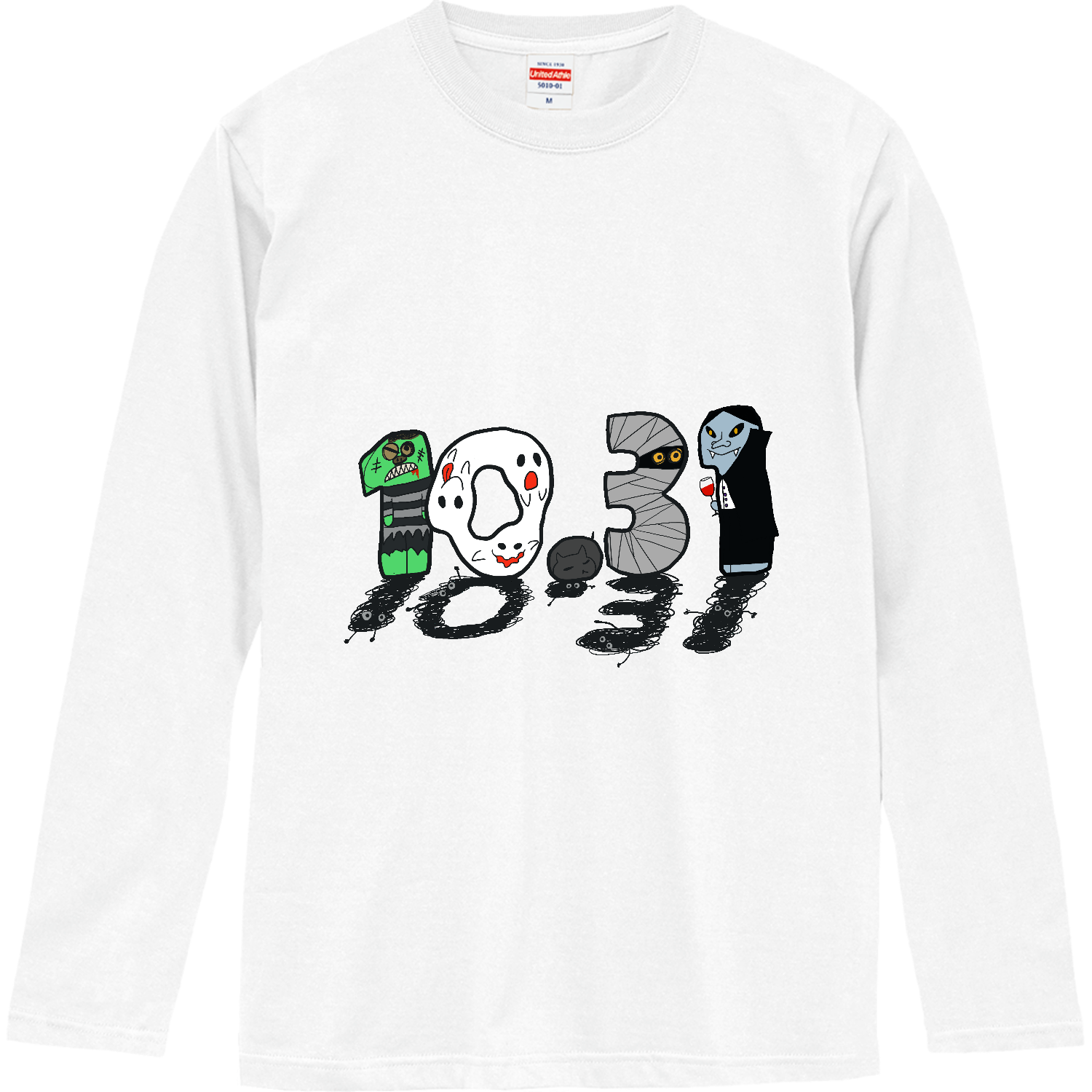 ハロウィン ゾンビ ミイラ お化け バンパイヤロングスリーブTシャツの 