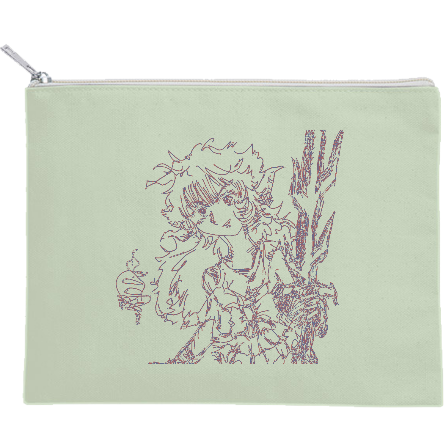 ラグナ キャンバスフラットポーチ（M）【白プリント有】