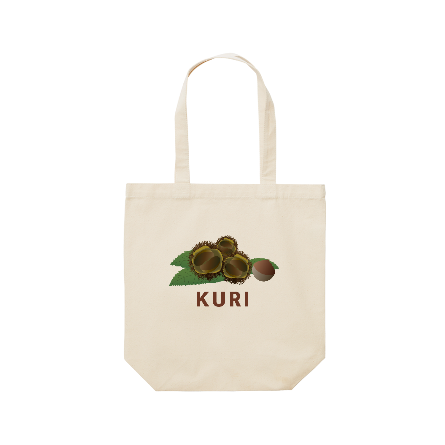 栗のイラスト レギュラーキャンバストートバッグ(M) (フルカラー転写プリント)