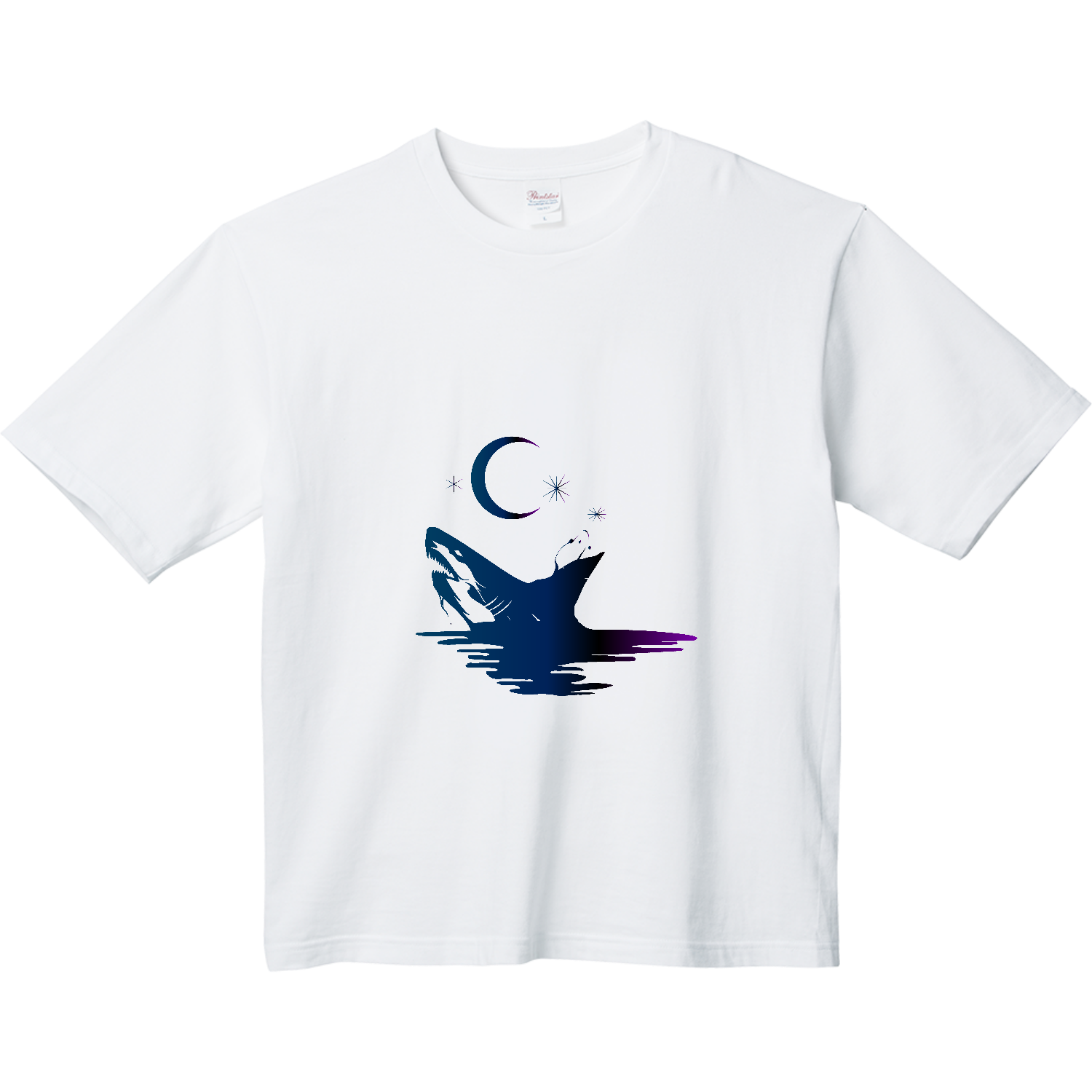 月とサメのシルエットアート ヘビーウェイト ビッグシルエットTシャツ