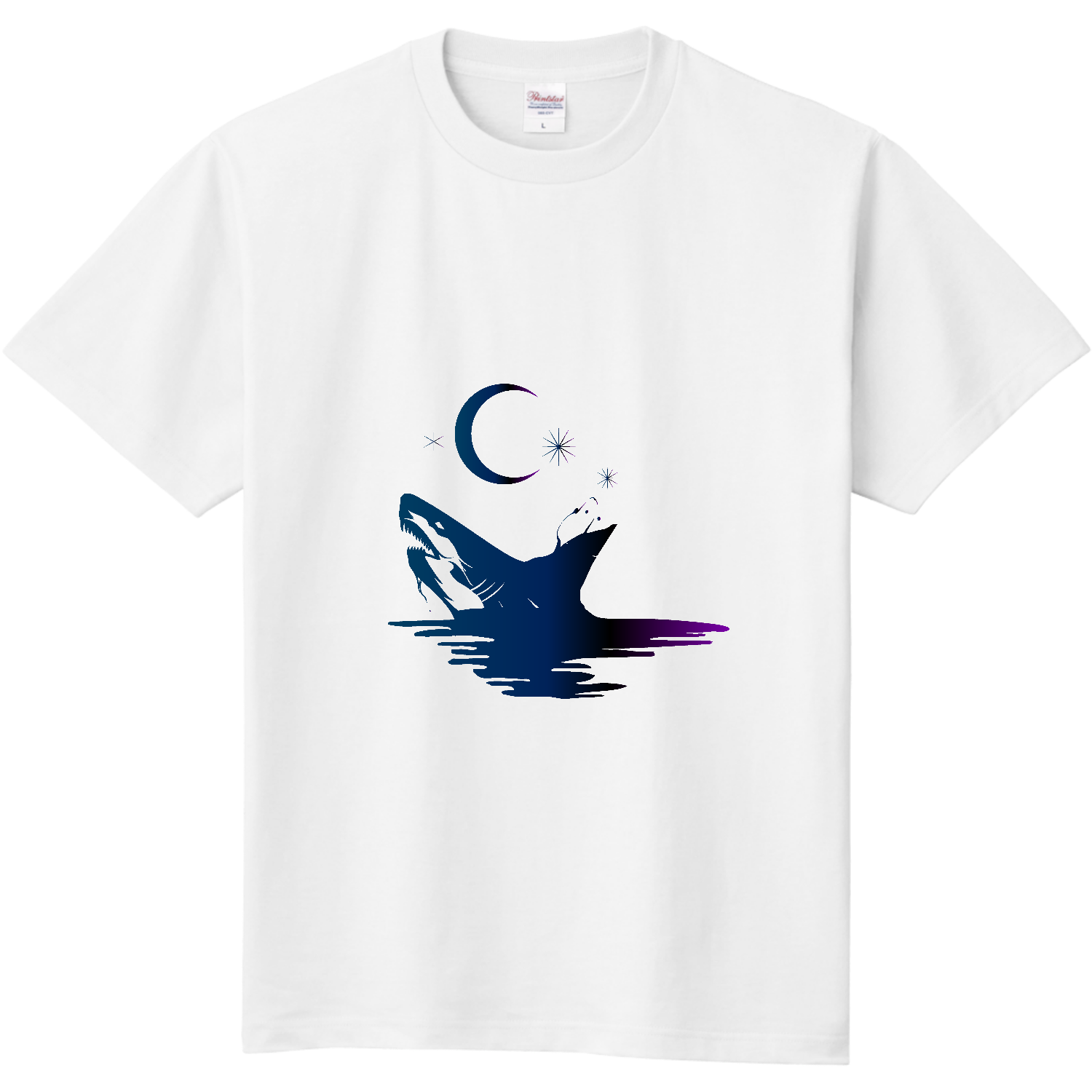 月とサメのシルエットアート 定番Ｔシャツ
