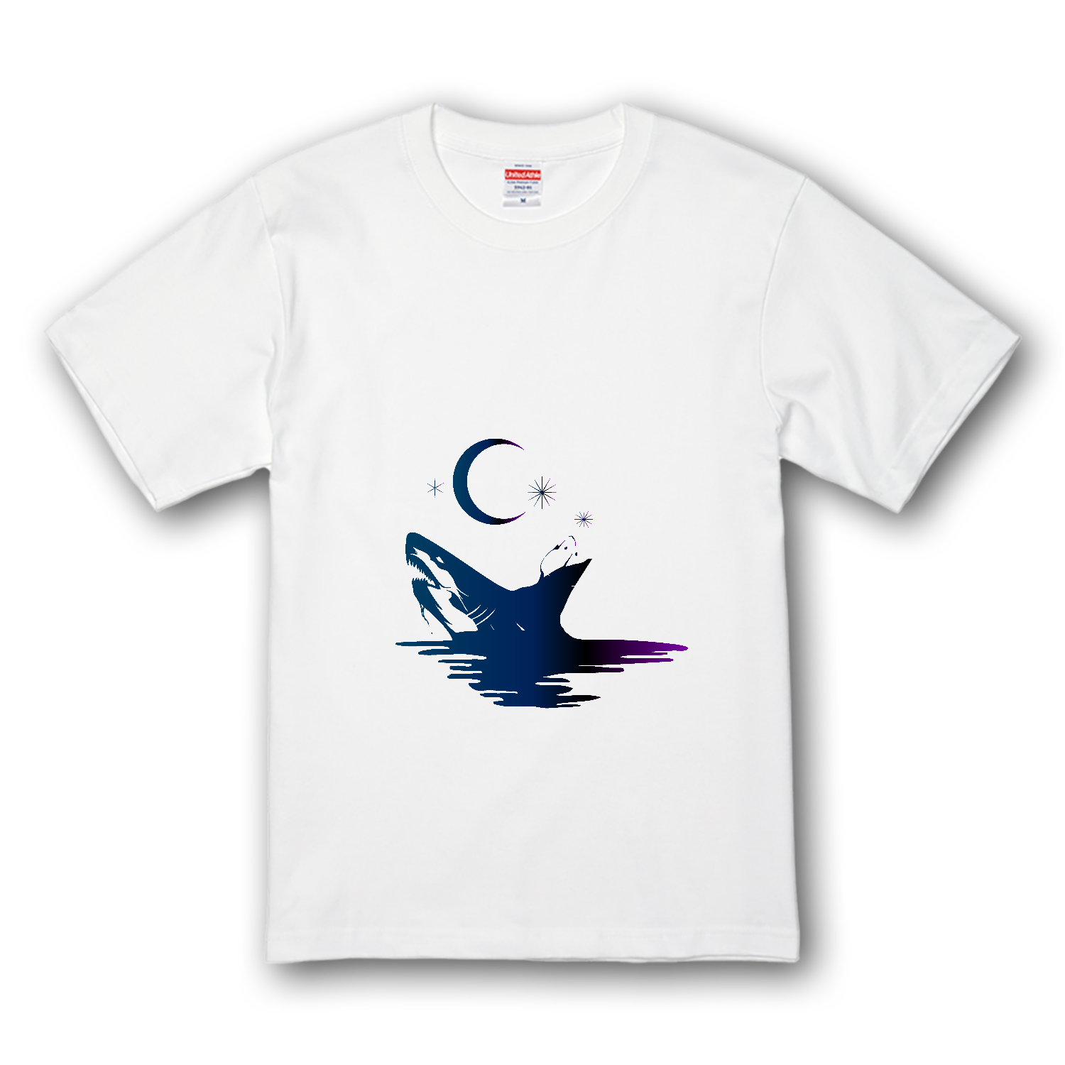 月とサメのシルエットアート プレミアムTシャツ
