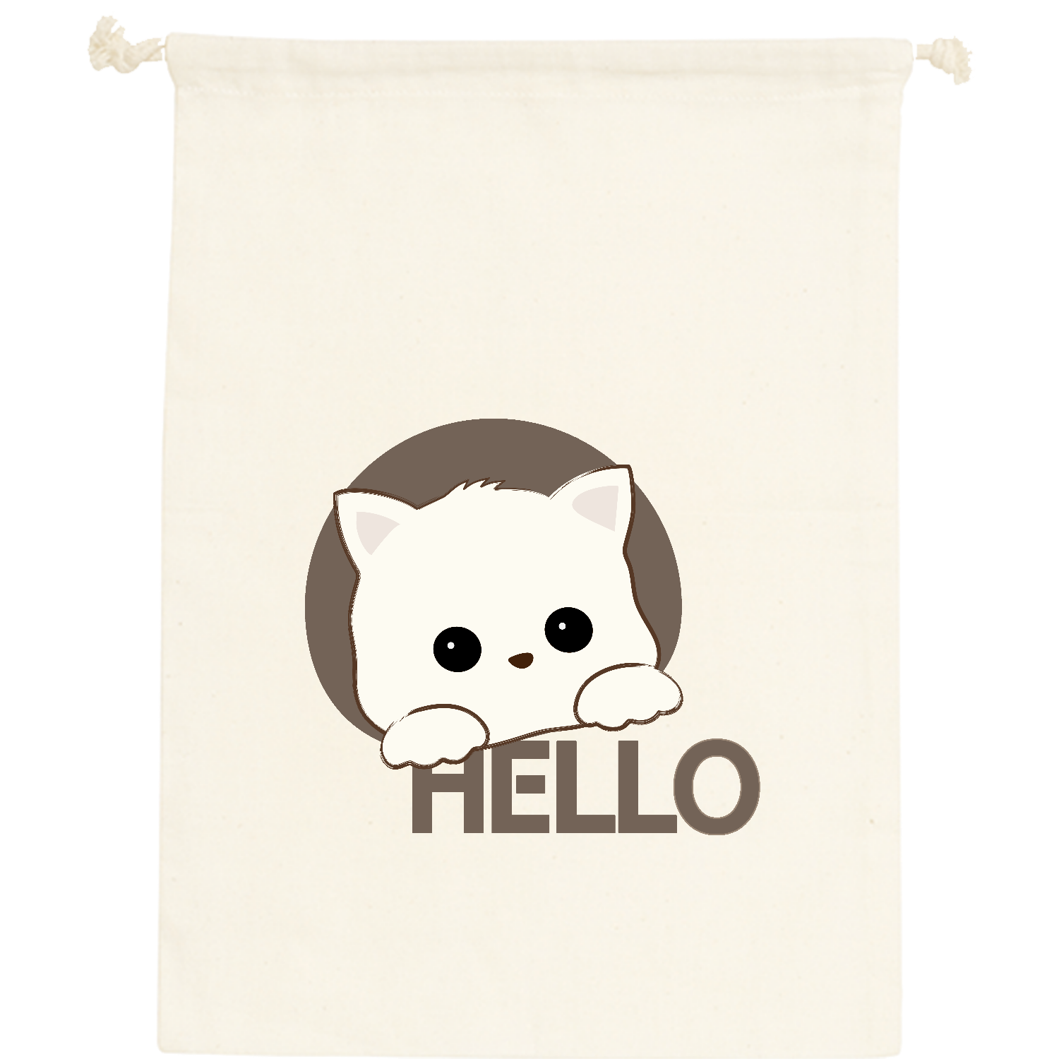 HELLO(cat) コットン巾着（L）