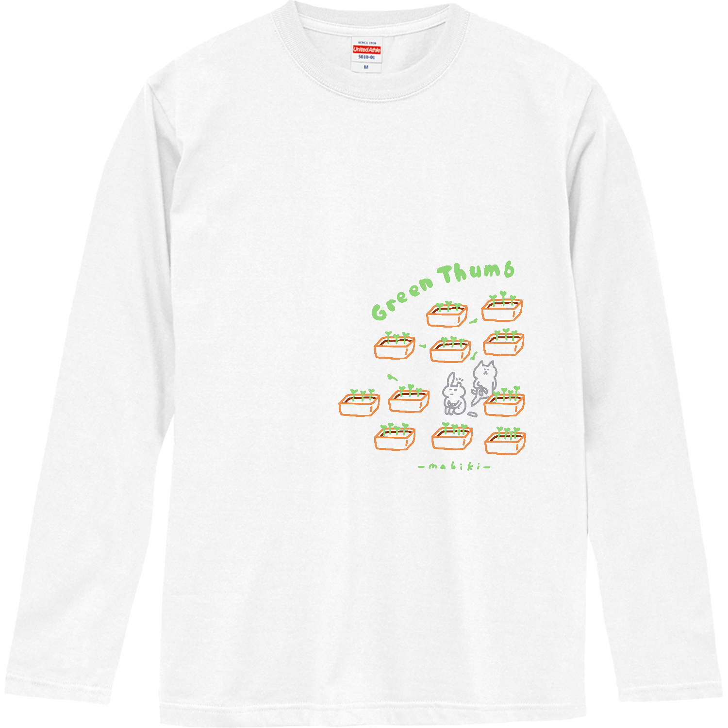 間引き中にウサギ ロングスリーブTシャツ