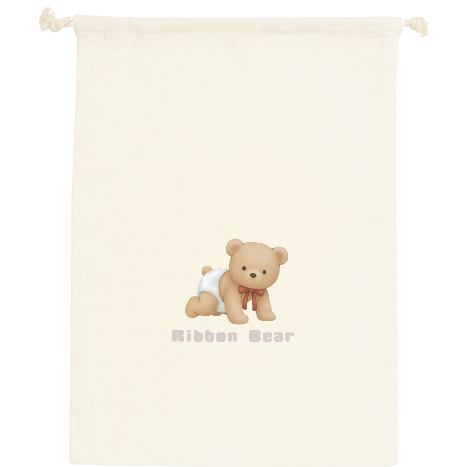 Ribbon Bear 巾着袋L コットン巾着（L）