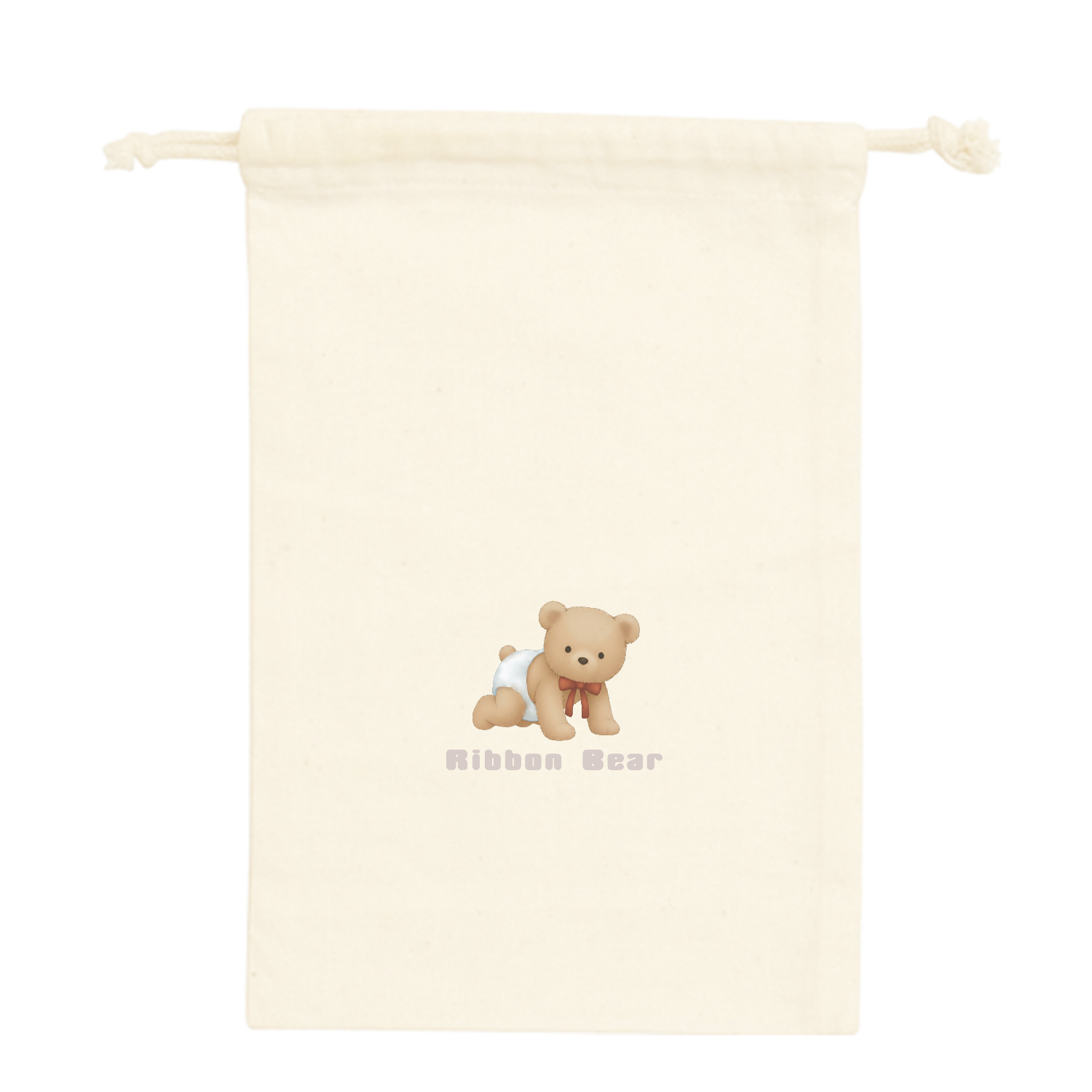 Ribbon Bear 巾着袋M コットン巾着（Ｍ）