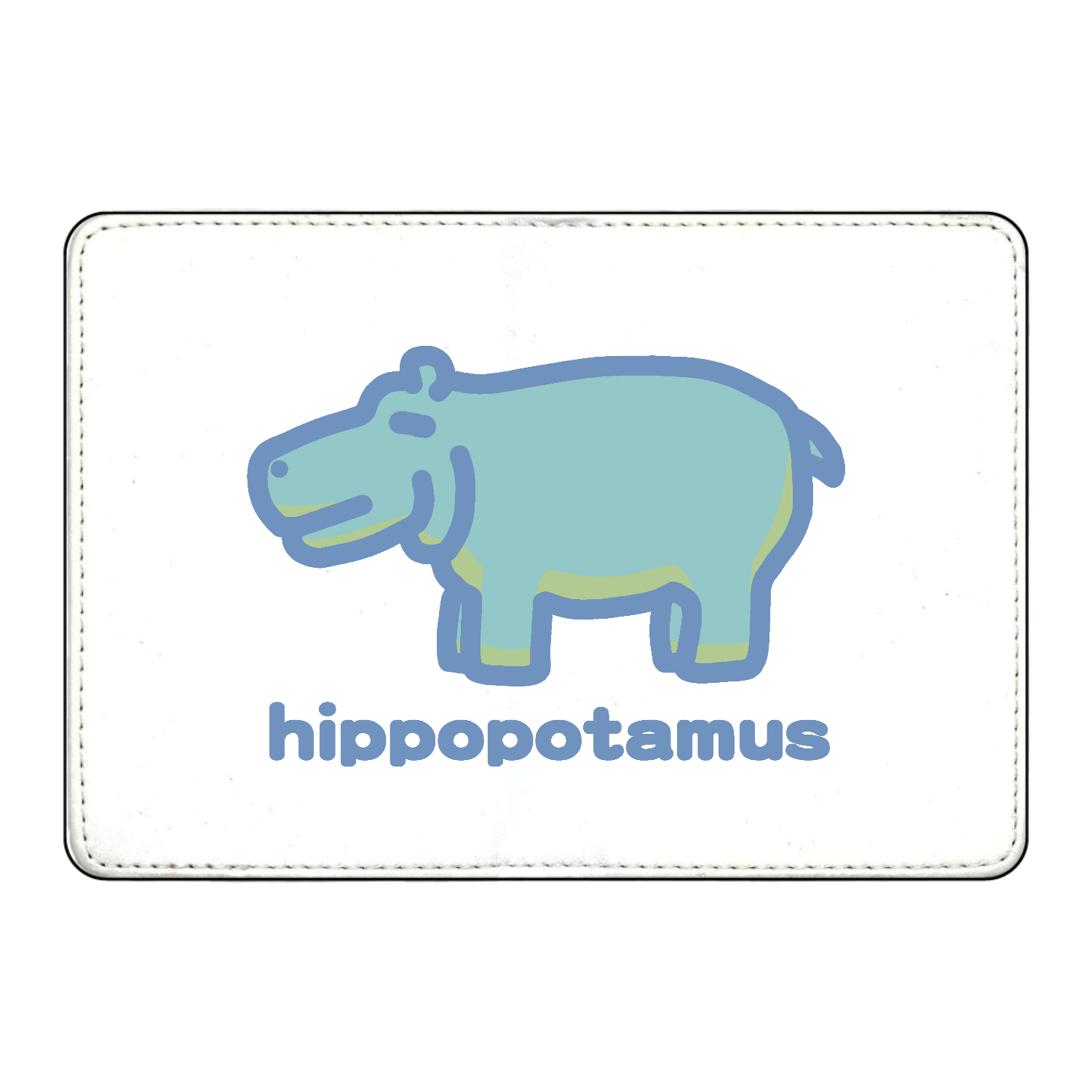 お昼が楽しみなカバ（あお）カード収納ケース1