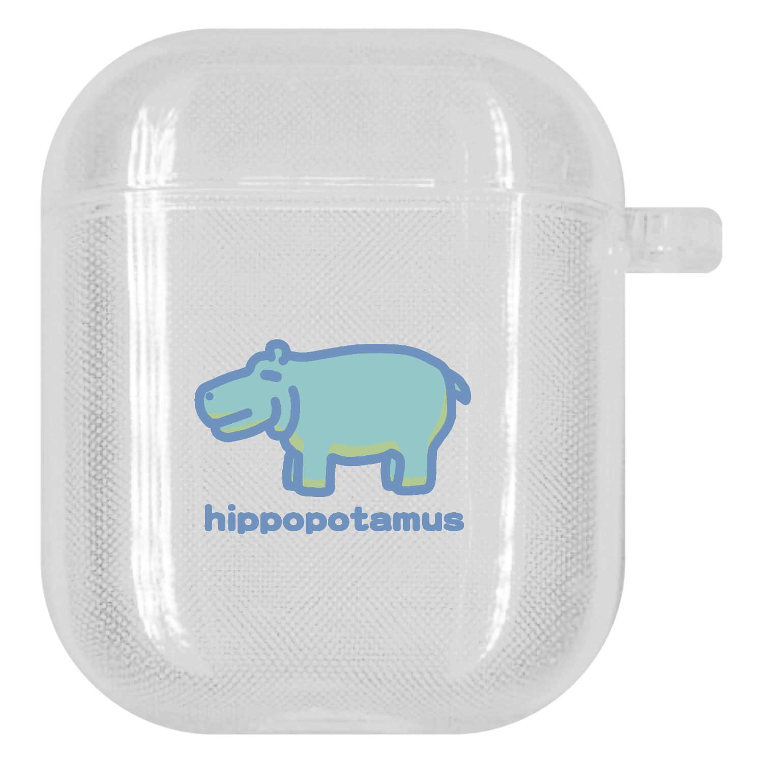 お昼が楽しみなカバ（あお） AirPods第1/ 2世代 ソフトタイプケース