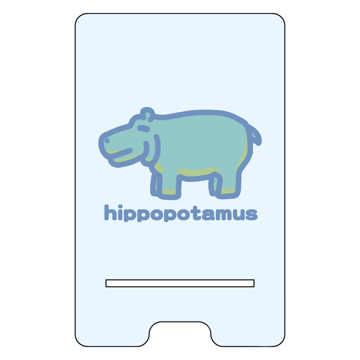 お昼が楽しみなカバ（あお） アクリル スマホスタンド