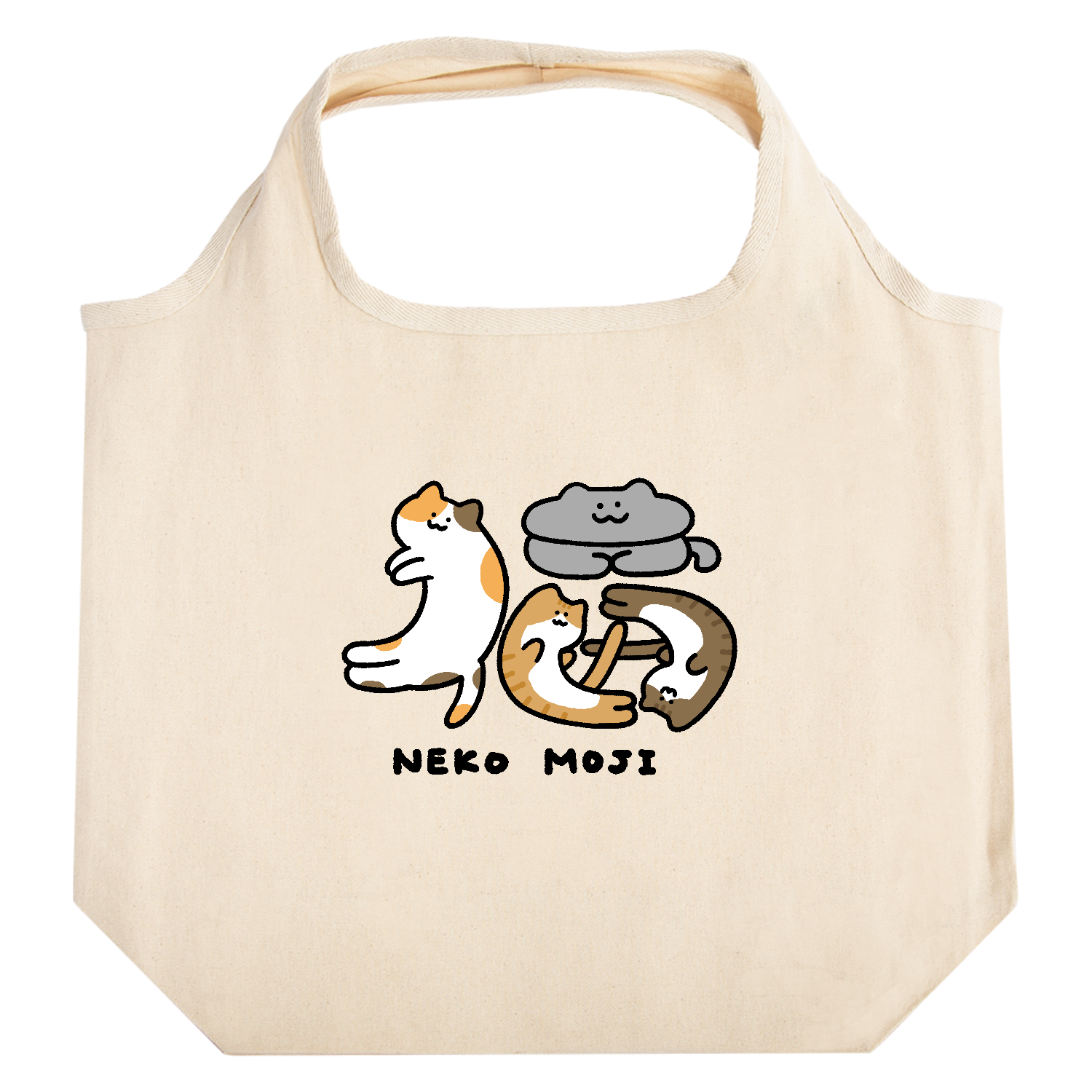 ネコ文字「猫」 たためるマルシェ【白プリントあり】