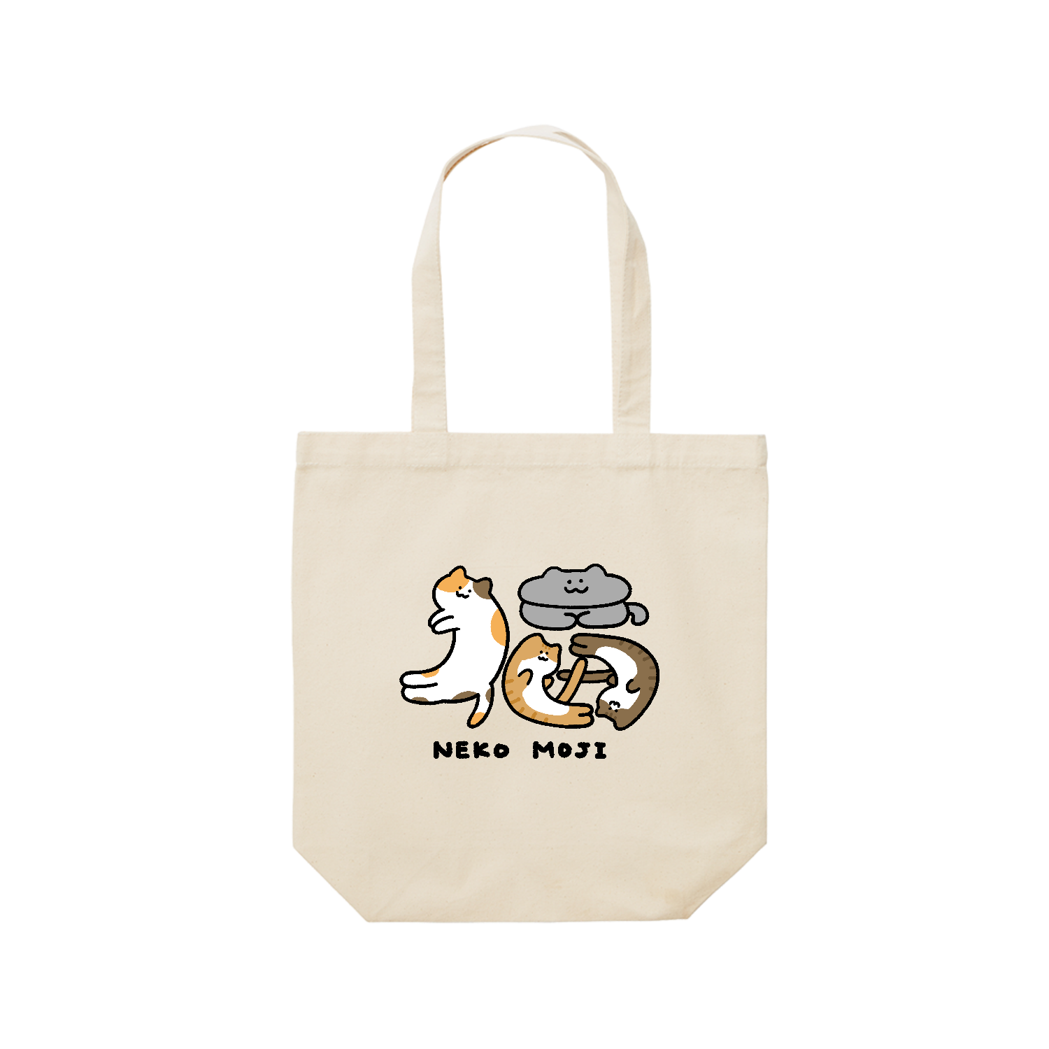 ネコ文字「猫」 レギュラーキャンバストートバッグ(M) (フルカラー転写プリント)