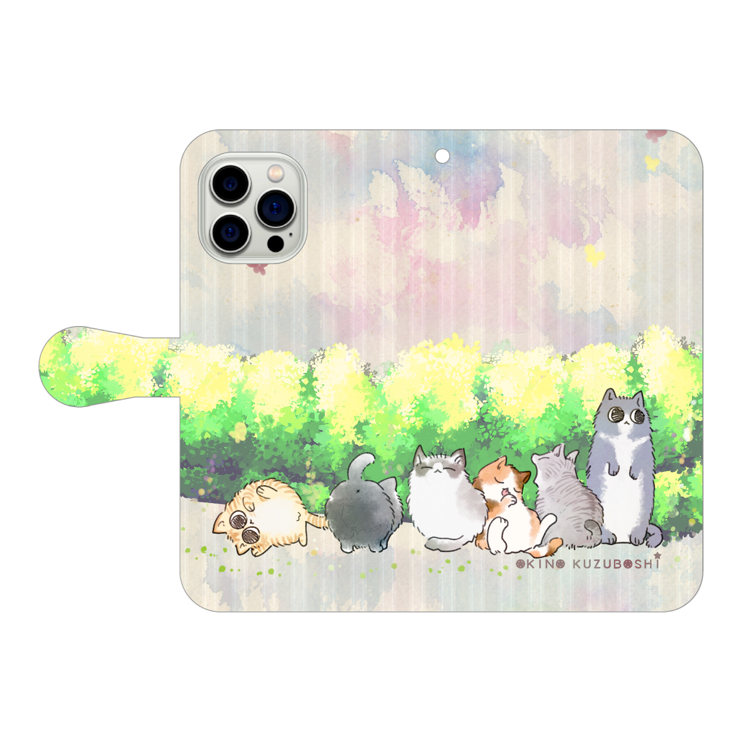 けぱけぱの子猫たち iPhone15 Pro Max 手帳型スマホケース