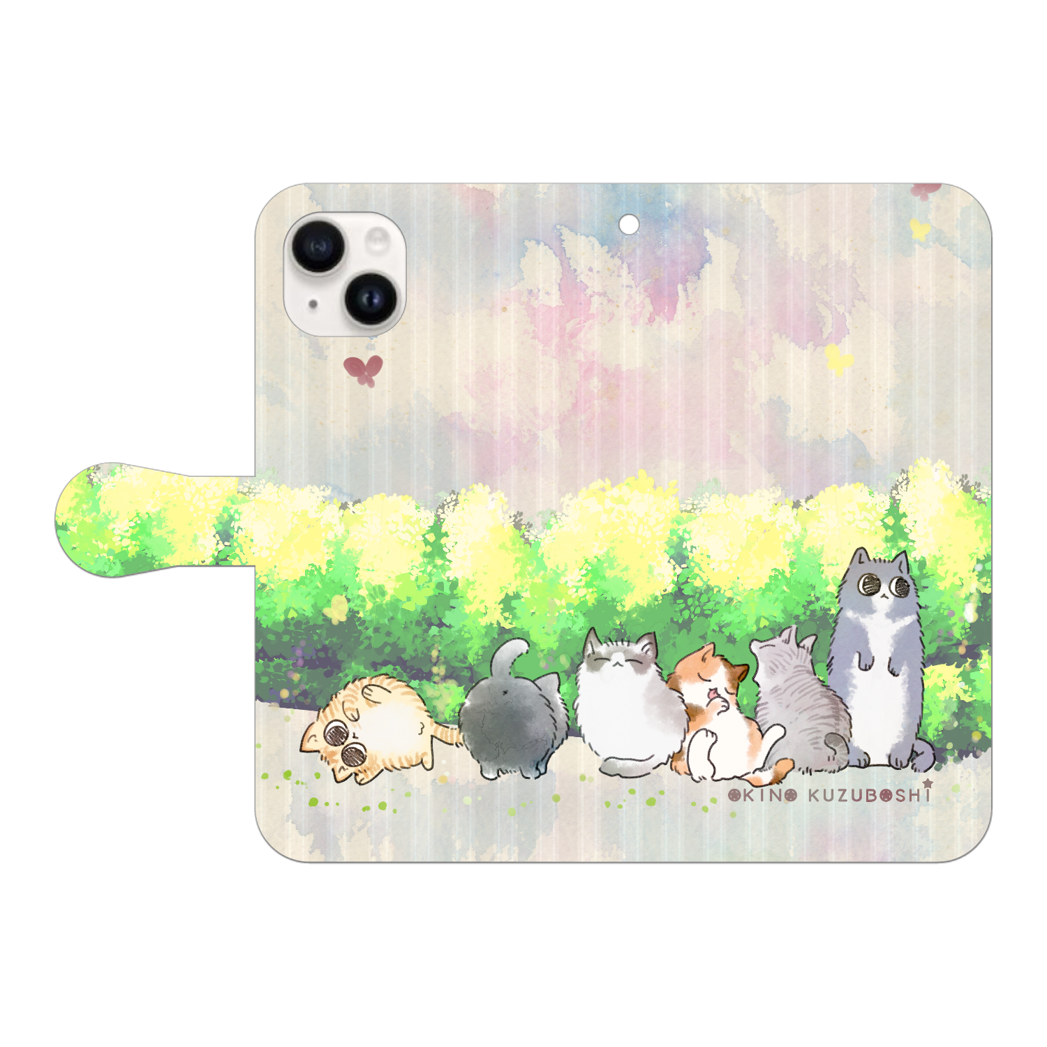 けぱけぱの子猫たち iPhone15 Plus 手帳型スマホケース