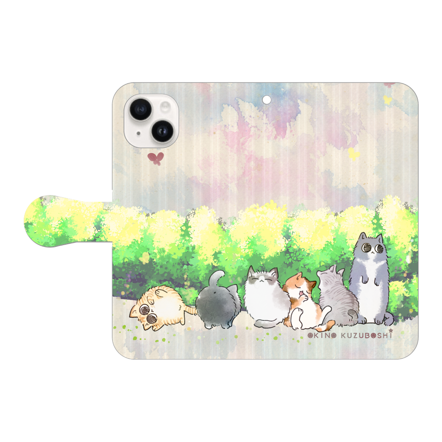 けぱけぱの子猫たち iPhone15 手帳型スマホケース