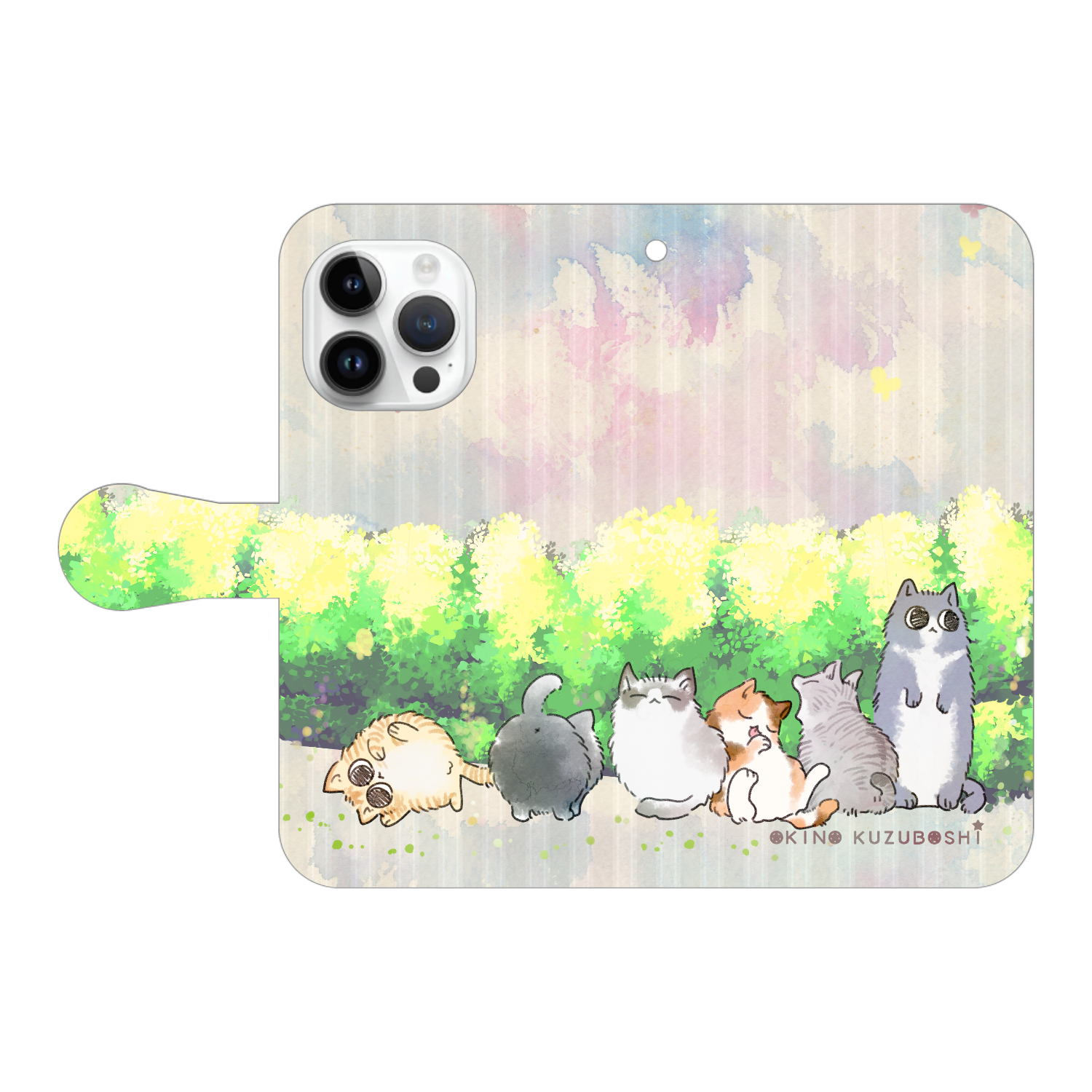 けぱけぱの子猫たち iPhone15 Pro 手帳型スマホケース