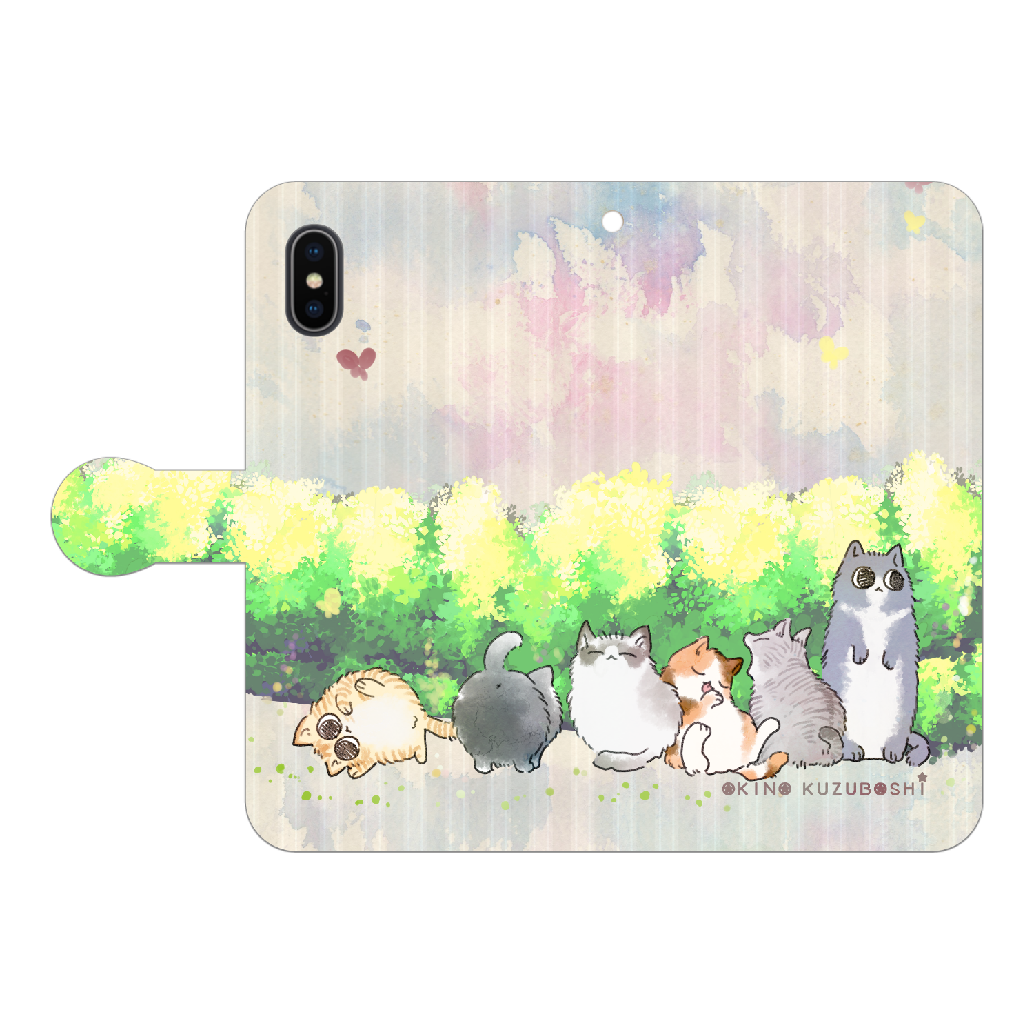 けぱけぱの子猫たち iPhoneX/Xs 手帳型スマホケース