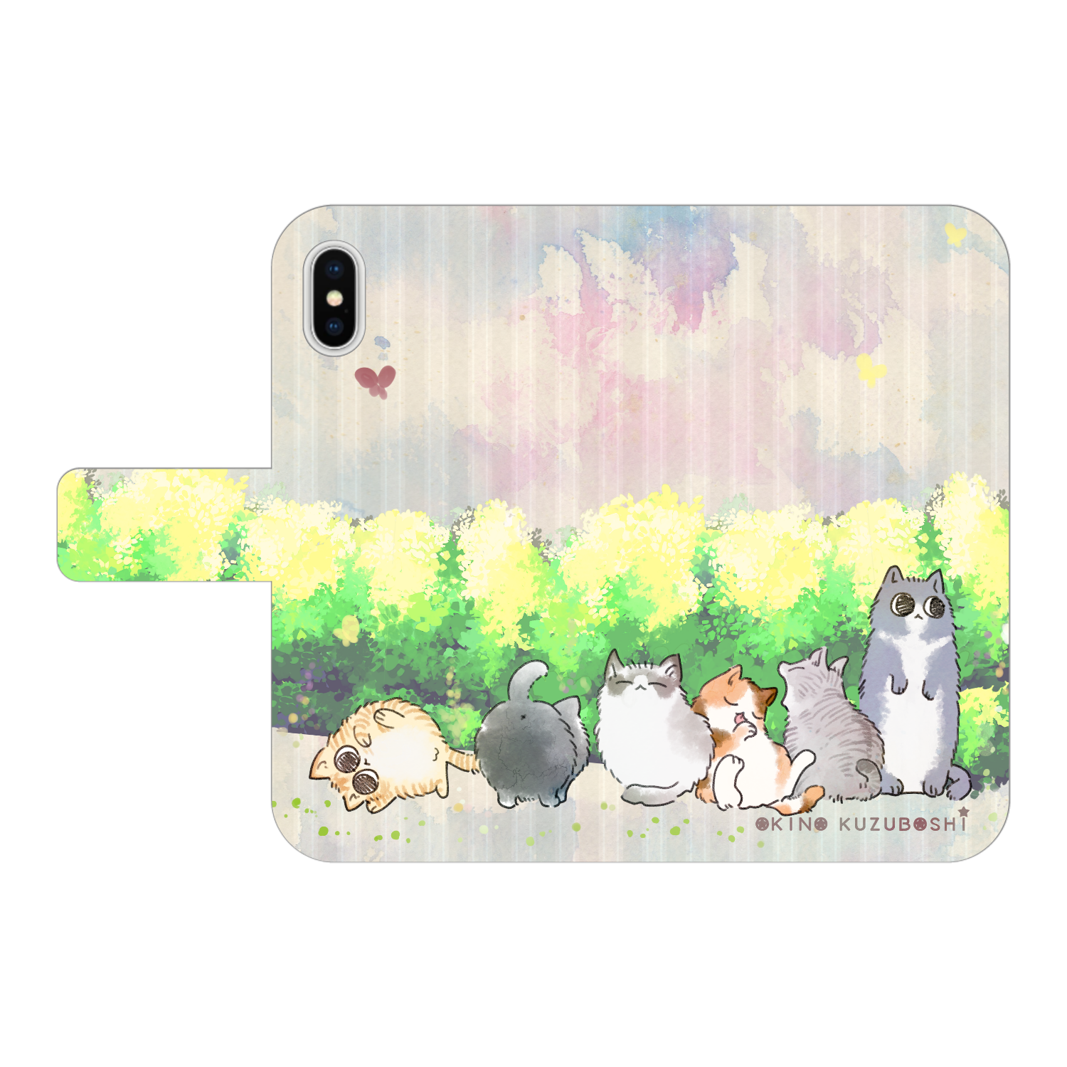 けぱけぱの子猫たち  iPhoneX/XS 手帳型スマホケース ベルトあり3ポケット iPhoneX/XS