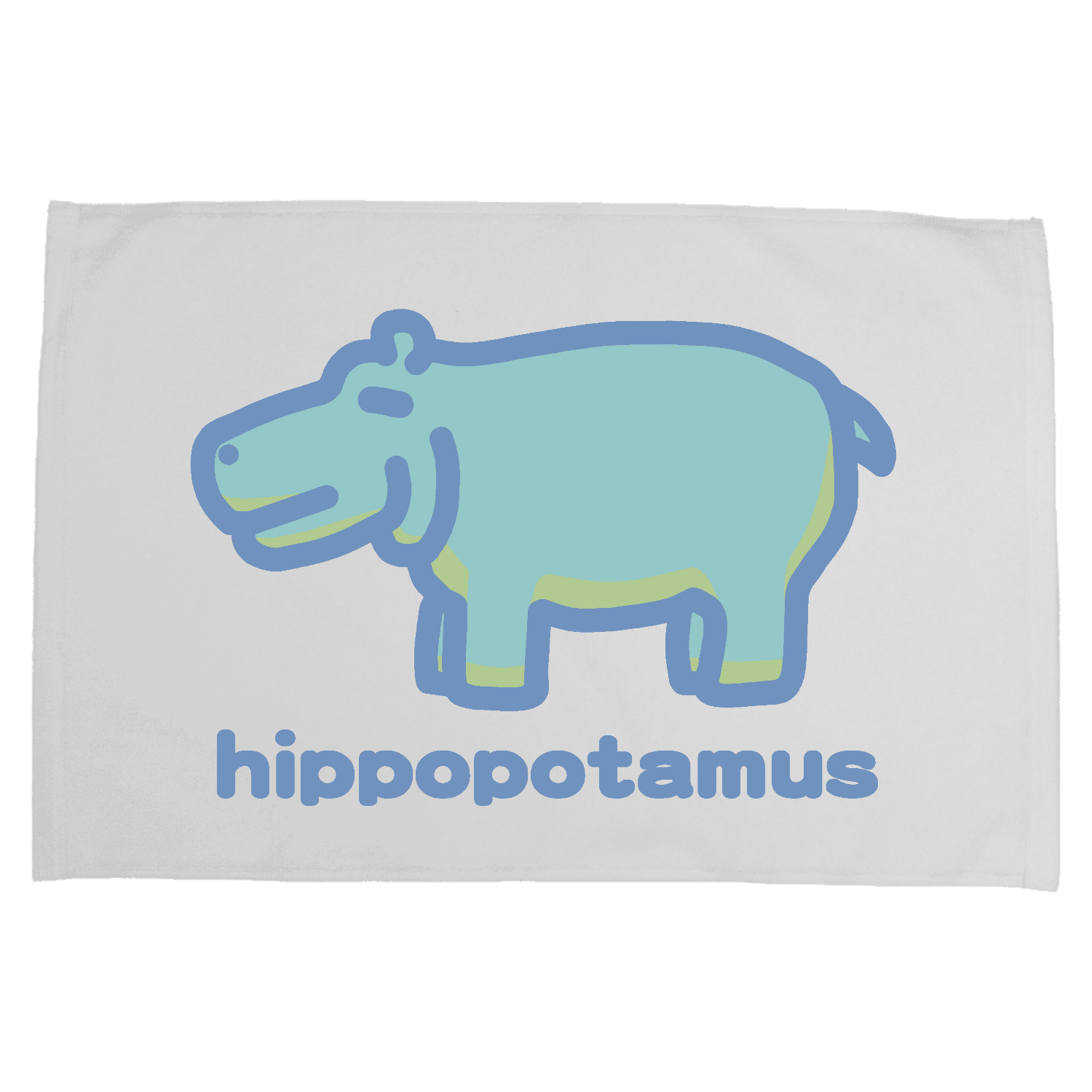 お昼が楽しみなカバ（あお） バスマット