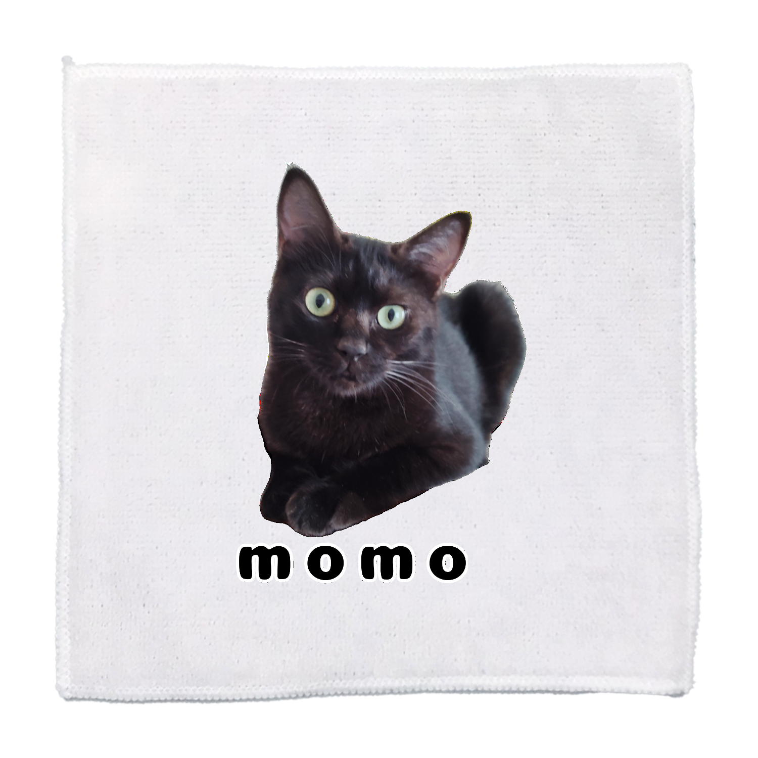 黒ねこももちゃん マイクロファイバーハンカチ25cm