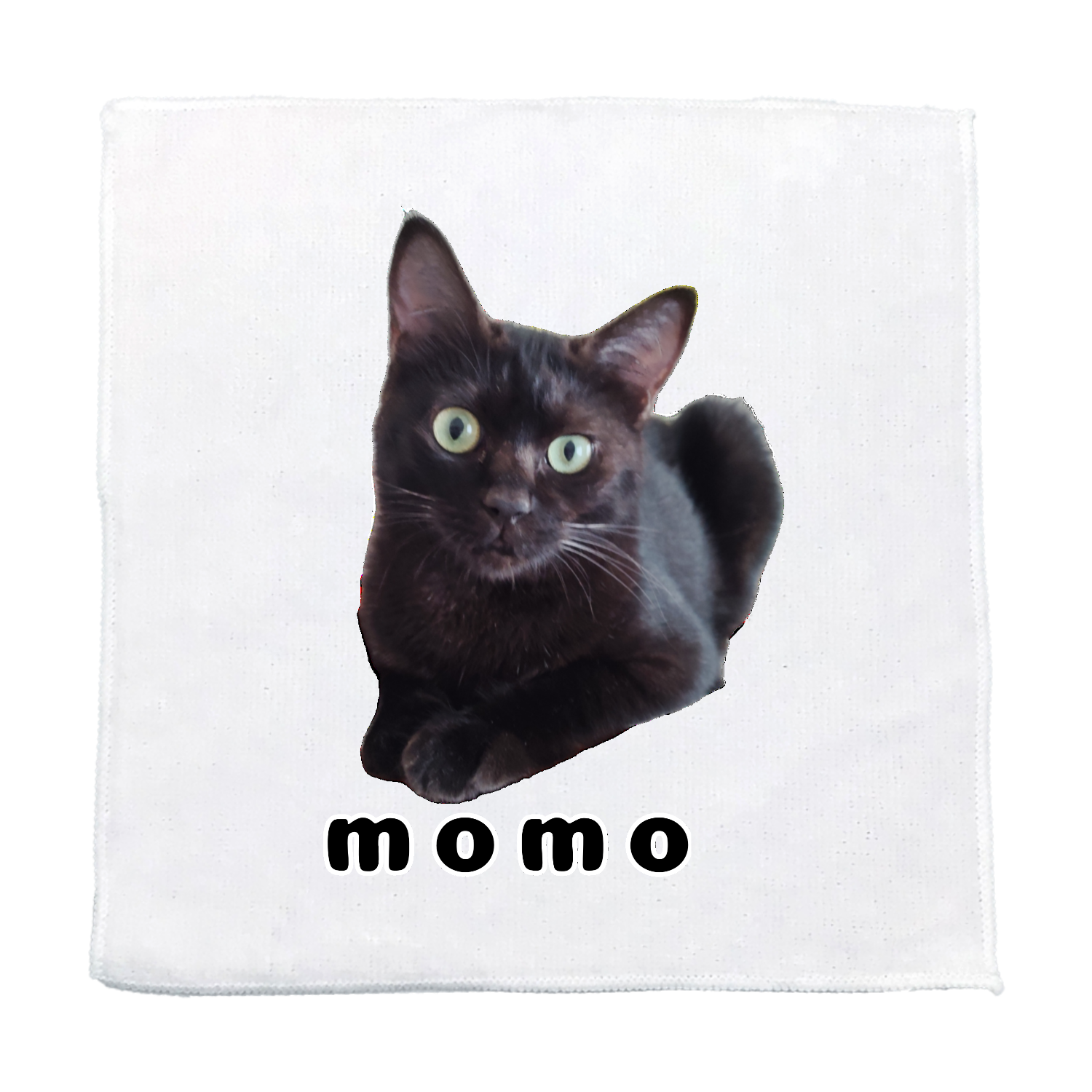 黒ねこももちゃん マイクロファイバーハンカチ20cm
