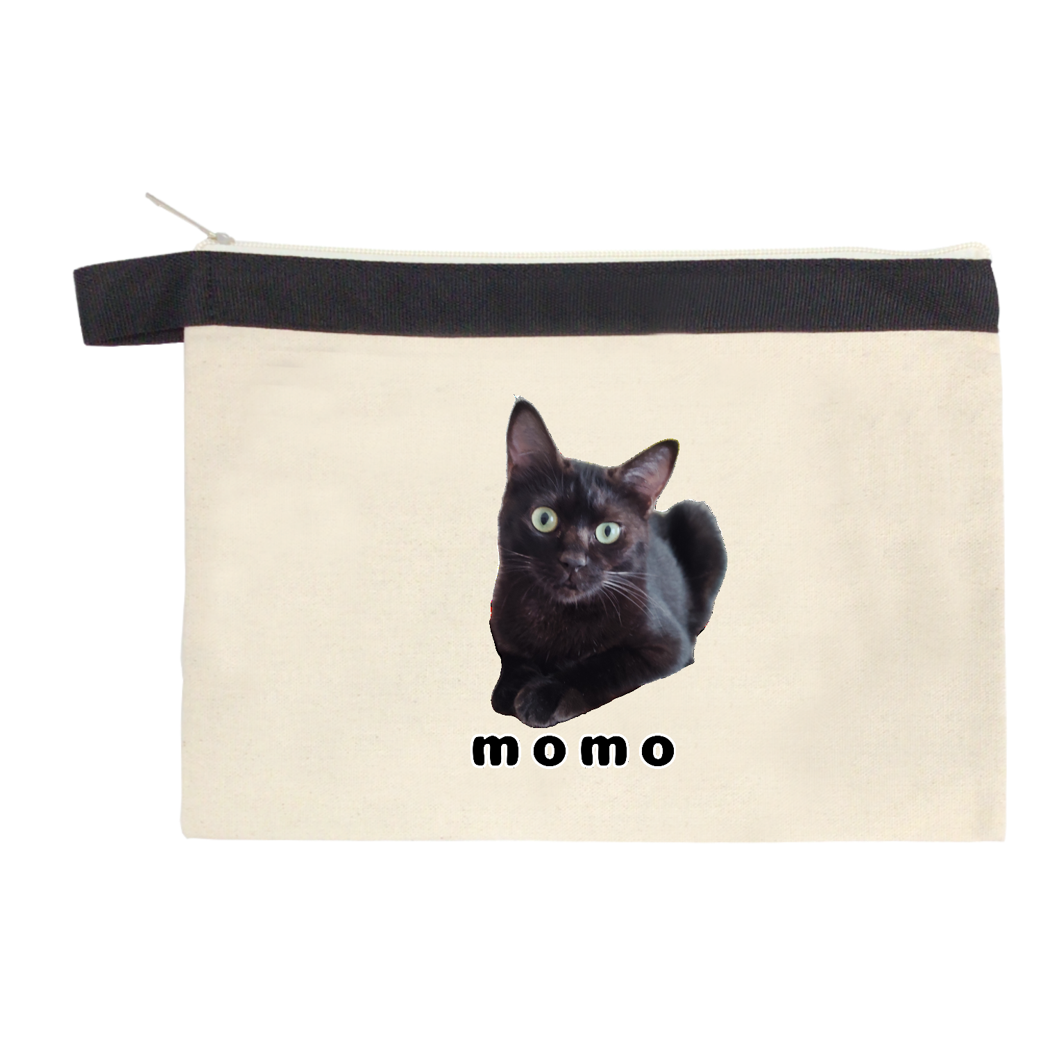 黒ねこももちゃん キャンバスベルトストラップポーチ（M）