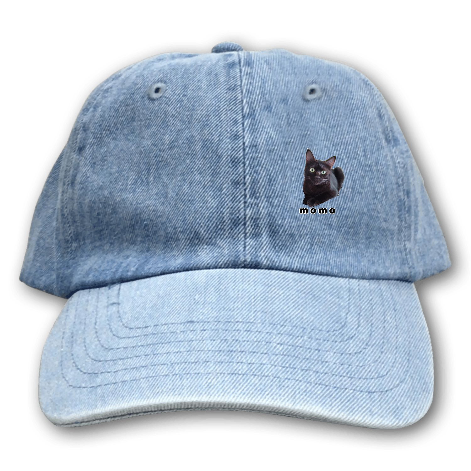黒ねこももちゃん ベースボールローキャップ-デニム-