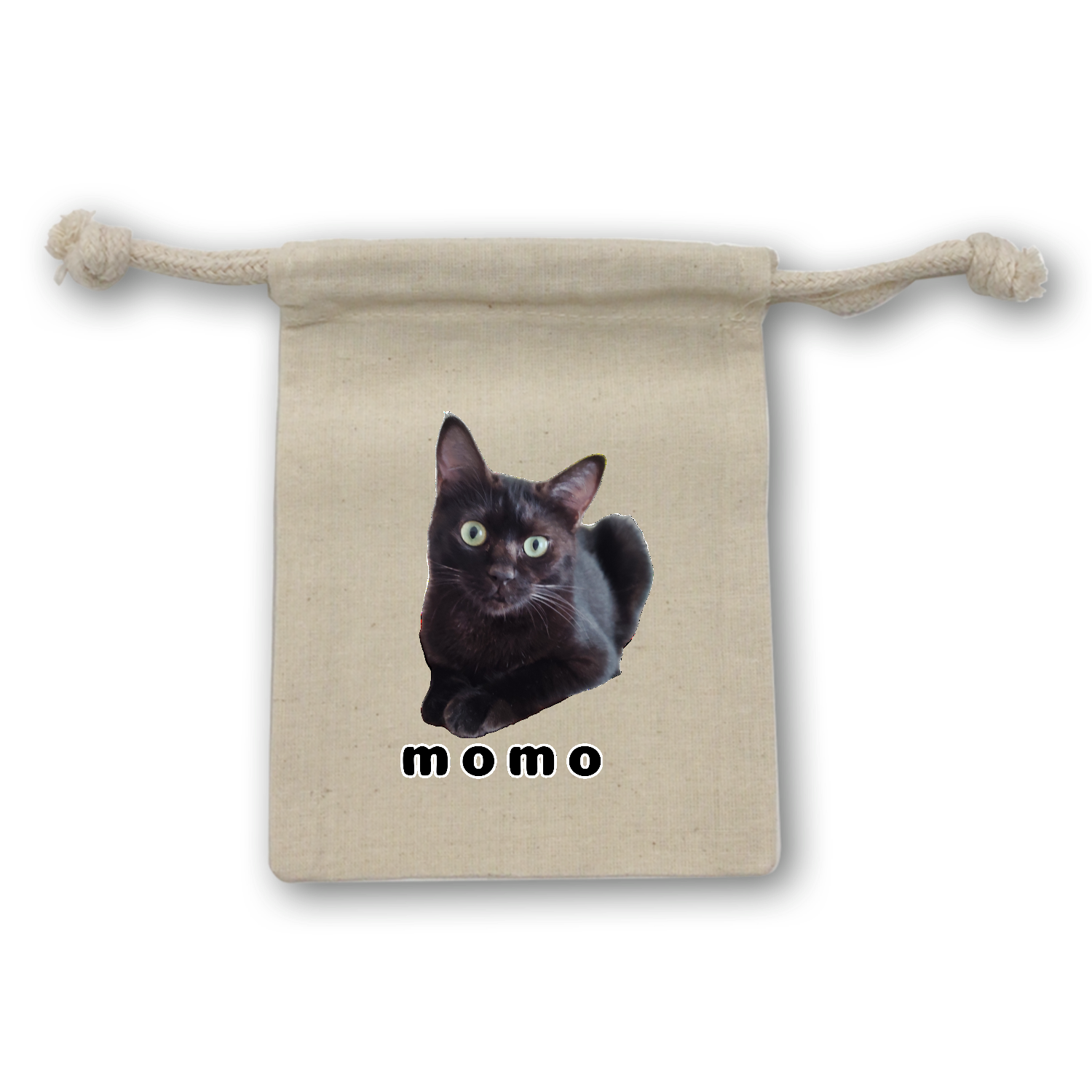 黒ねこももちゃん コットン巾着（SS）