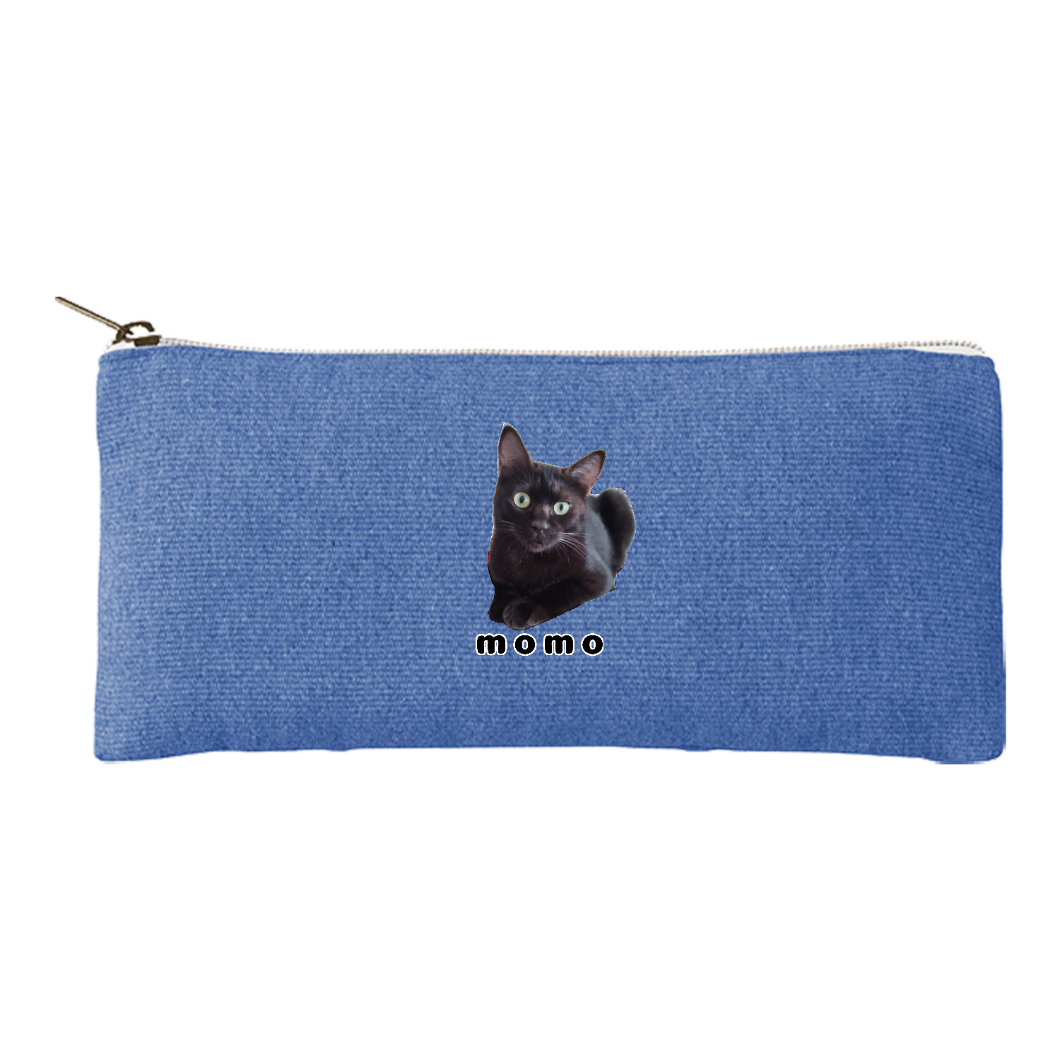 黒ねこももちゃん シャンブリックキャンバスフラットポーチ ロング