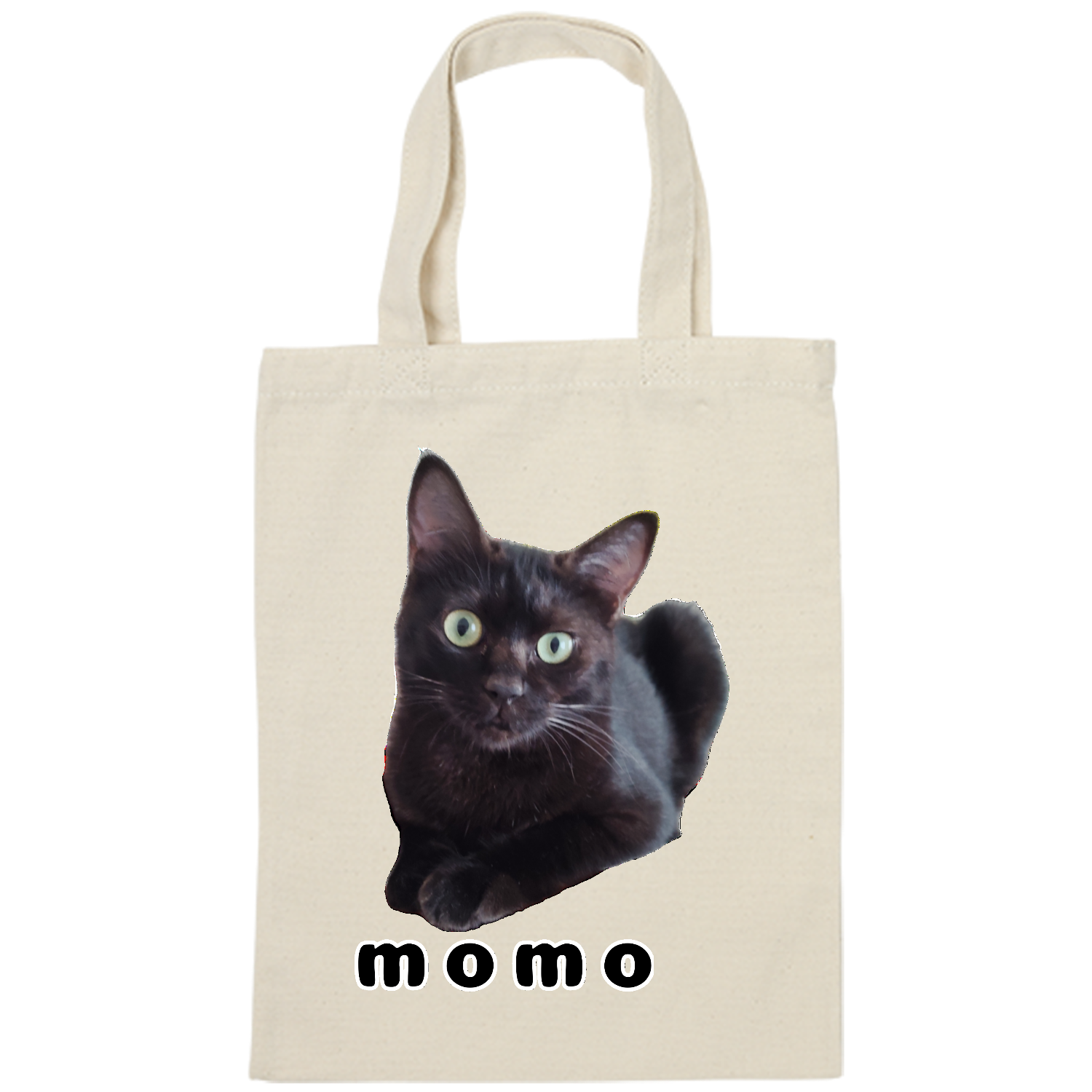 黒ねこももちゃん ライトキャンバスバッグ（M)