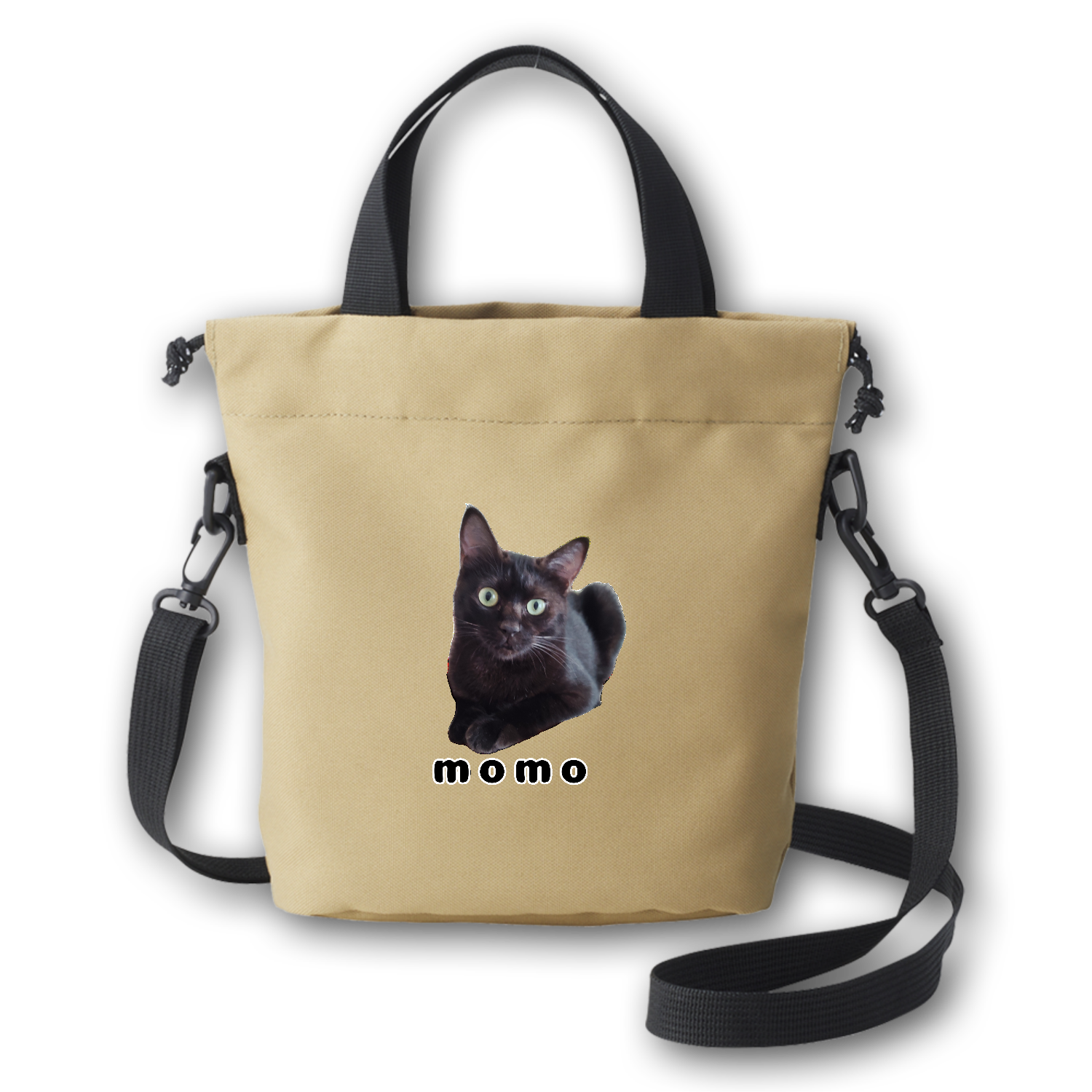 黒ねこももちゃん リサイクルポリエステル パースミニバッグ