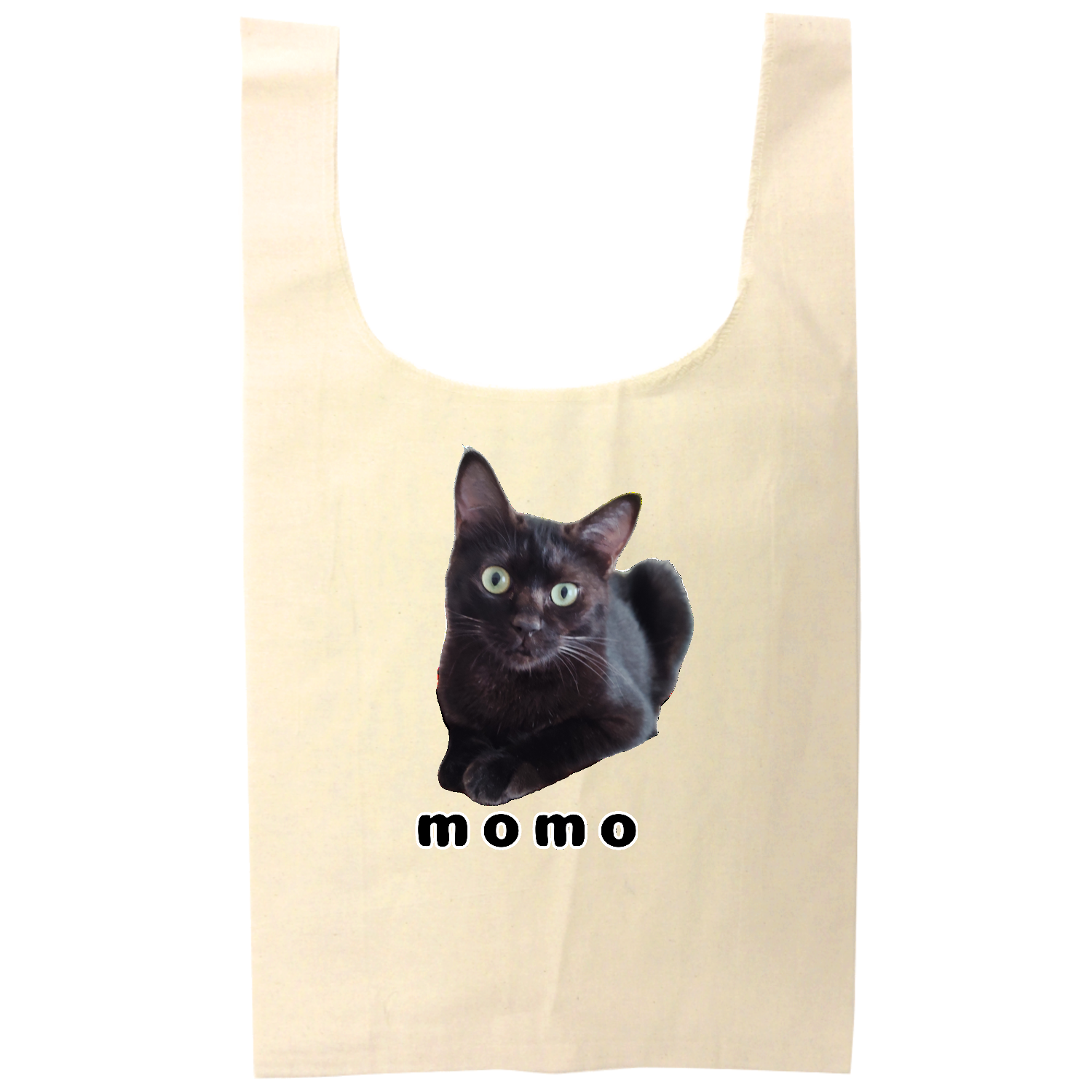 黒ねこももちゃん オーガニックコットンマルシェバッグ