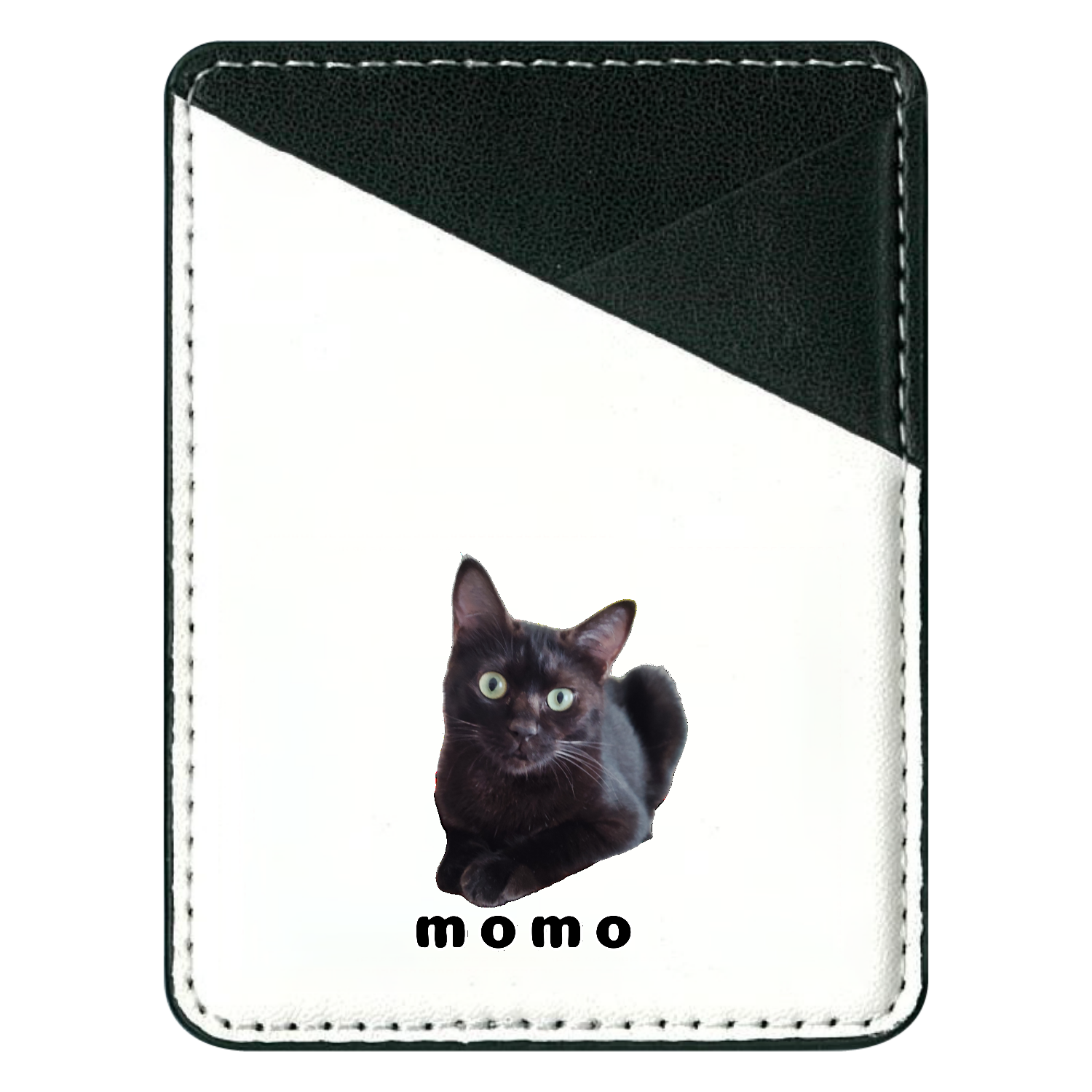 黒ねこももちゃん 貼り付けパスケース(スマホ用)