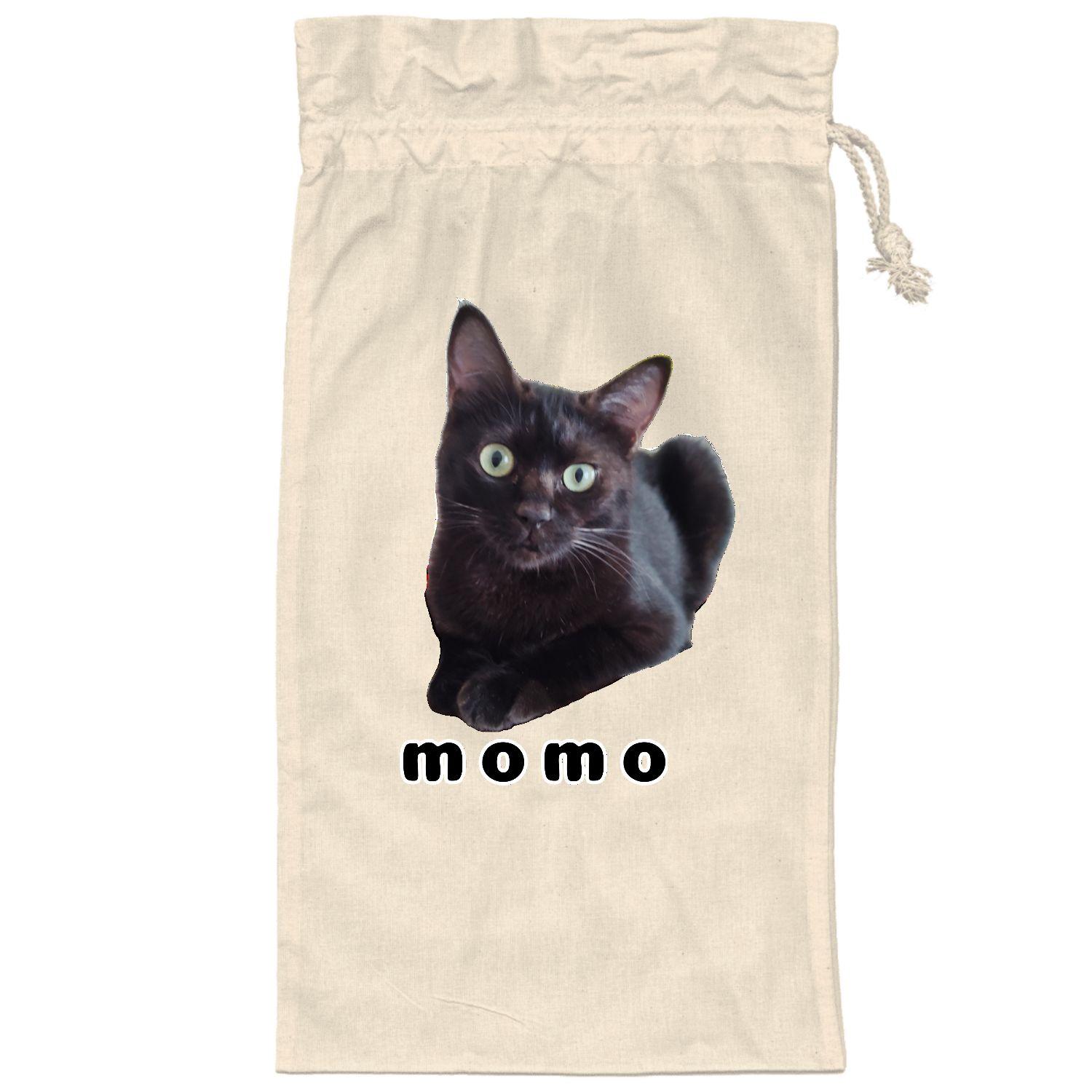 黒ねこももちゃん カチオン染めレギュラーブランケット（巾着付）