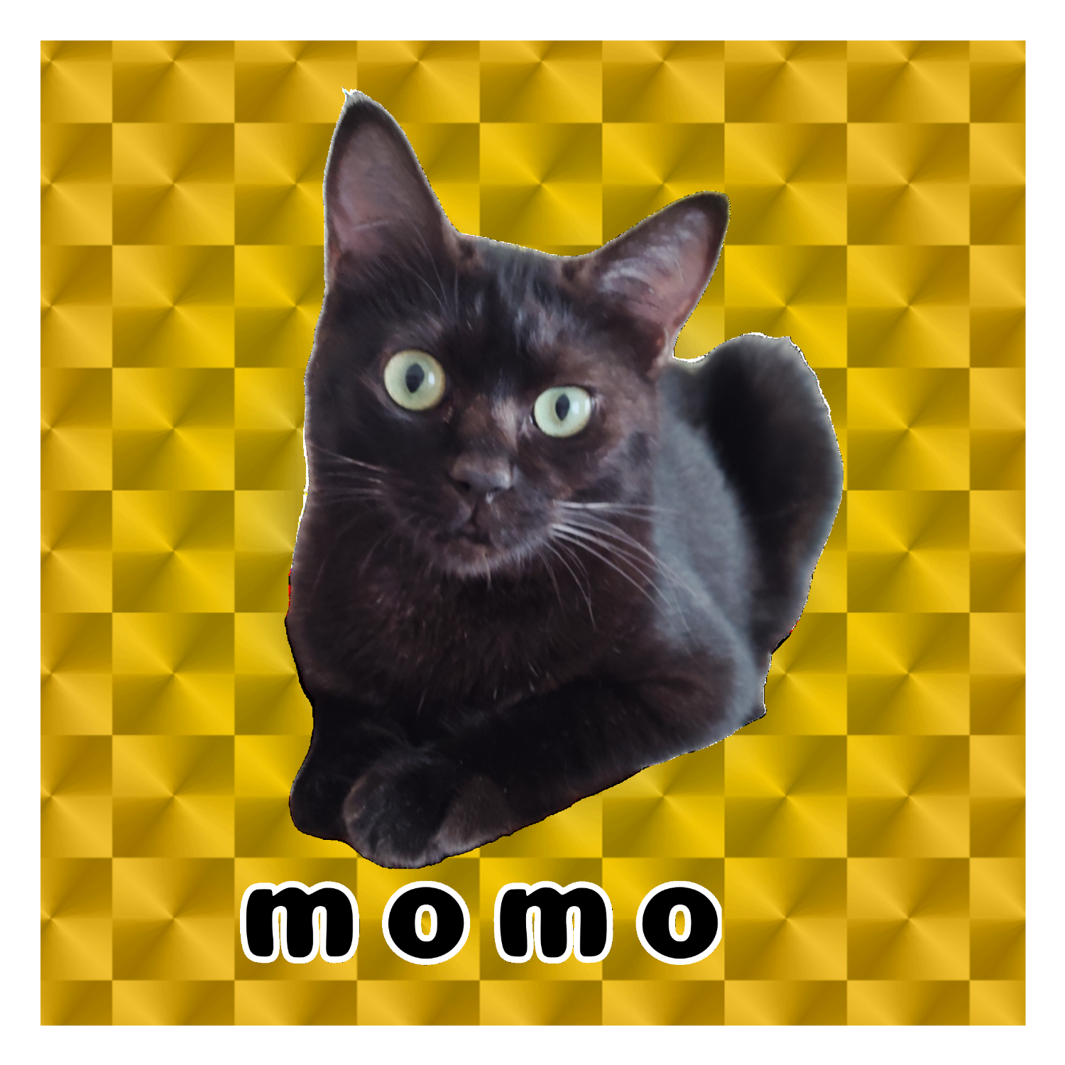 黒ねこももちゃん キラキラシール　ゴールド