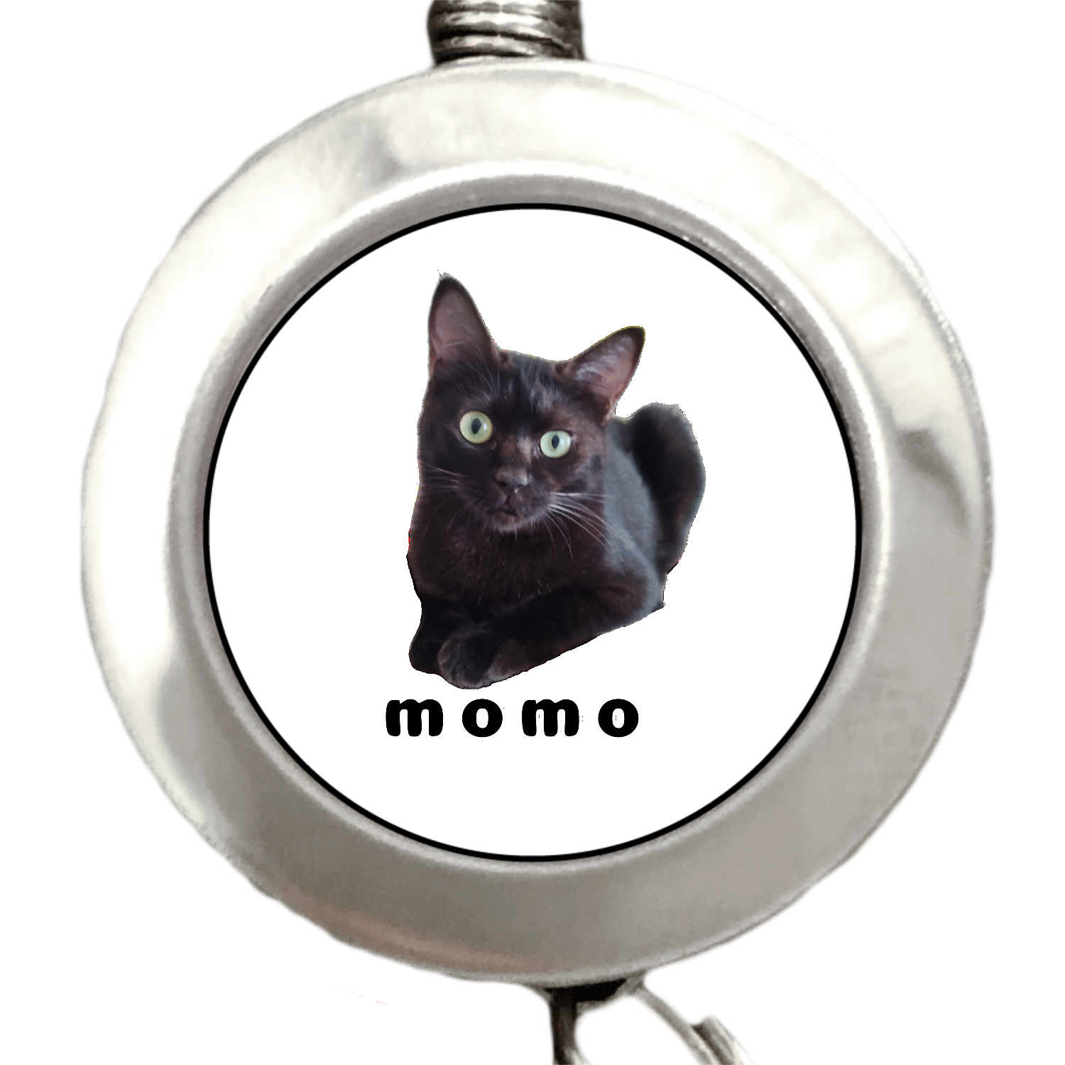 黒ねこももちゃんリールキーホルダー1